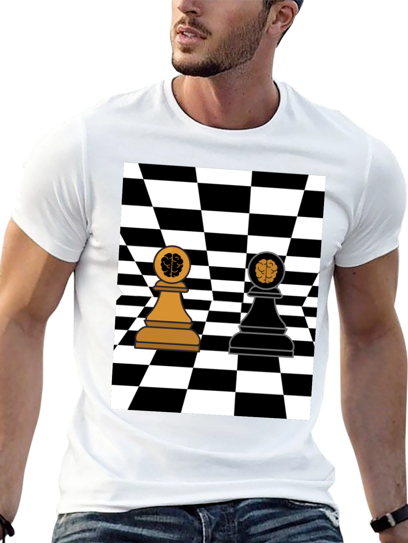 Chess Brain Pawn Graphic T-Shirt