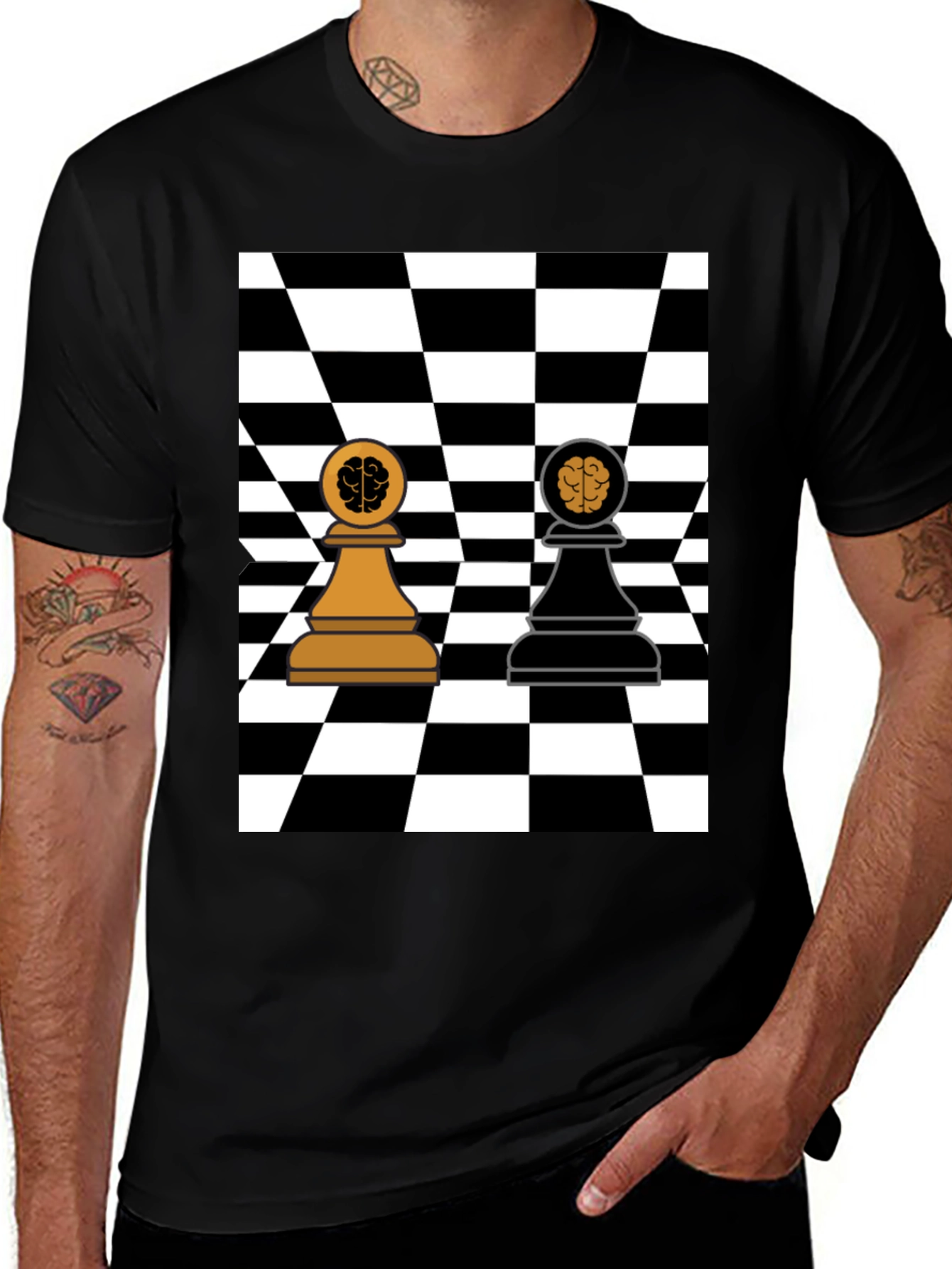 Chess Brain Pawn Graphic T-Shirt