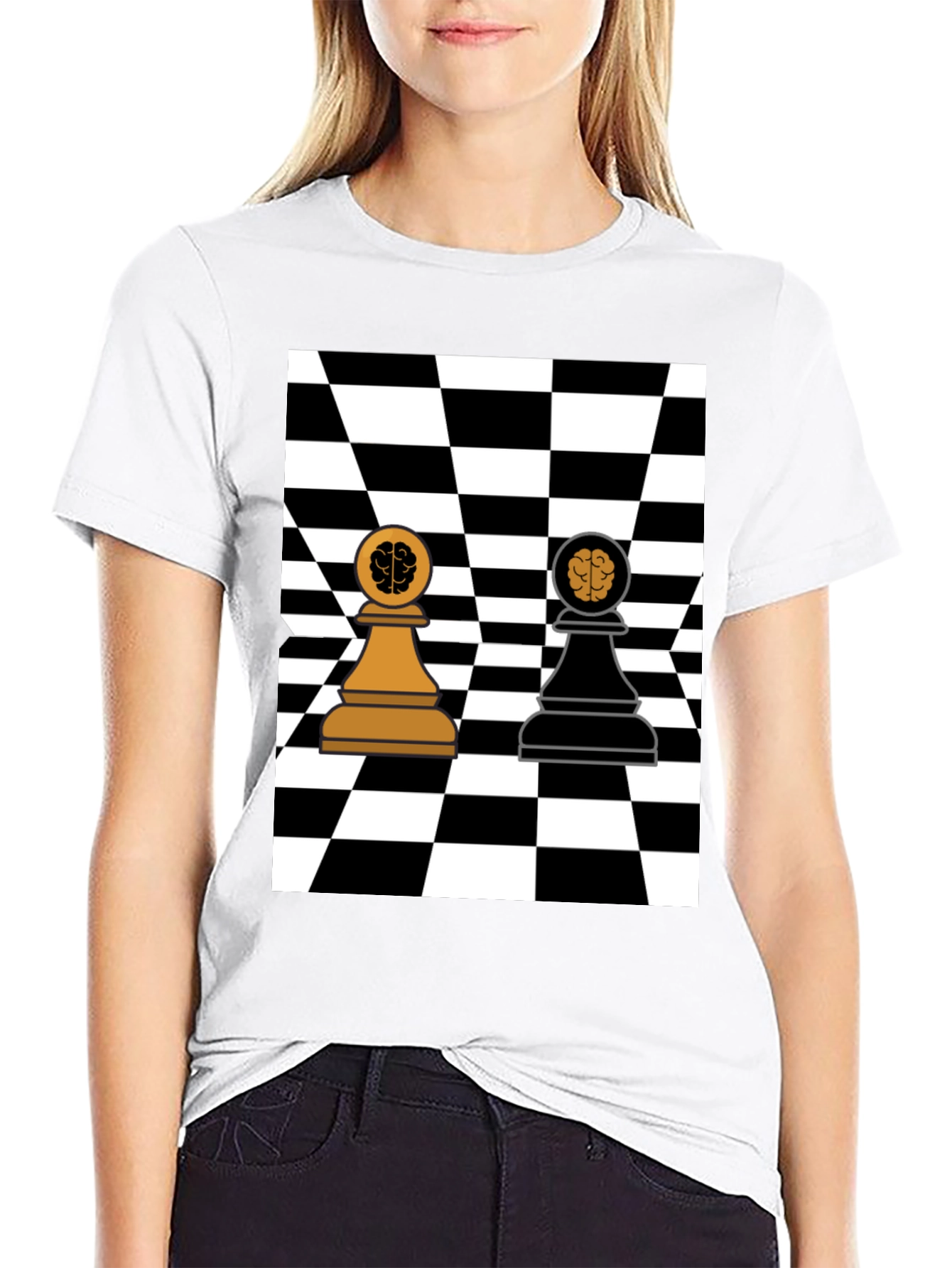 Chess Brain Pawn Graphic T-Shirt