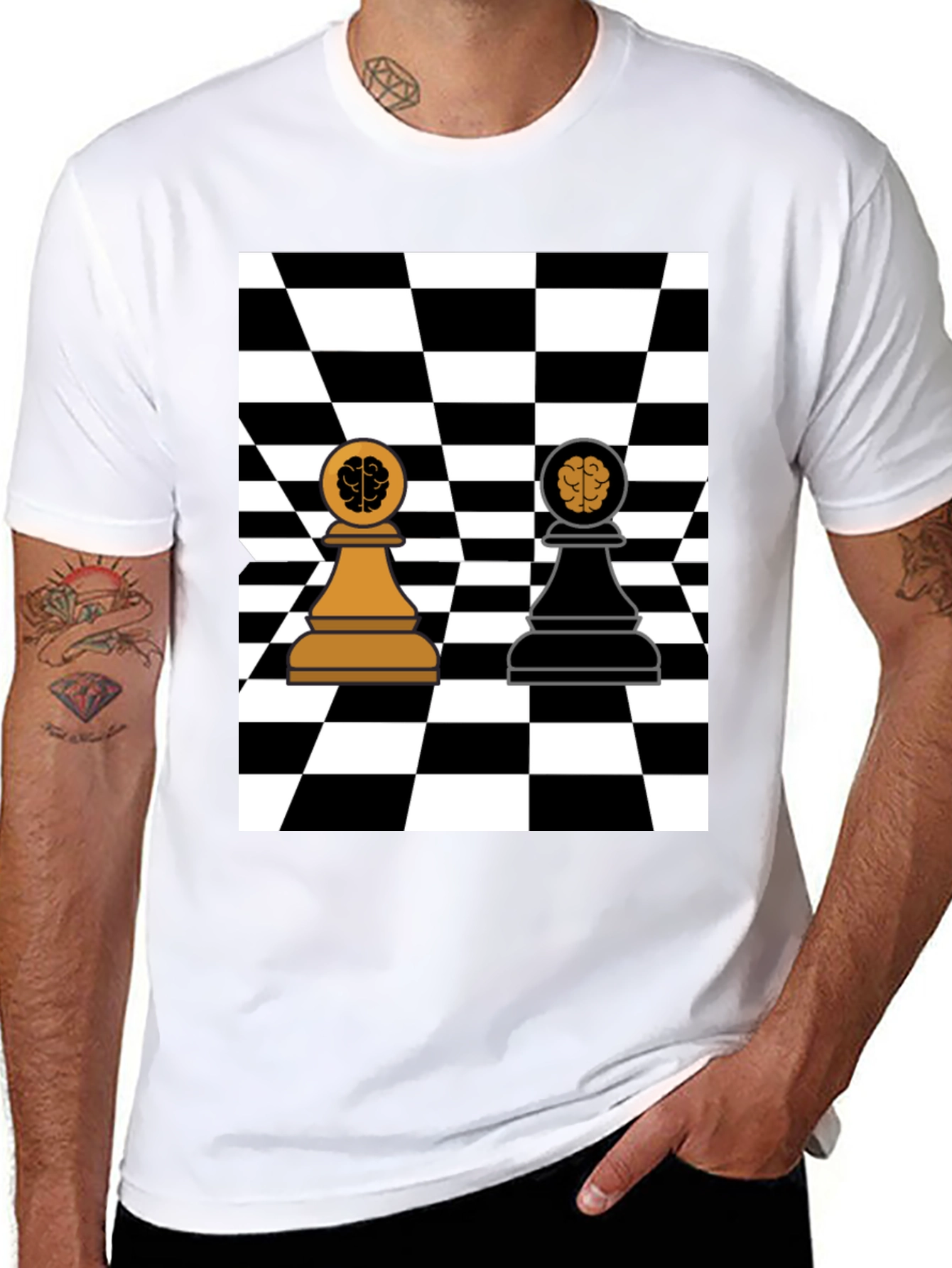 Chess Brain Pawn Graphic T-Shirt
