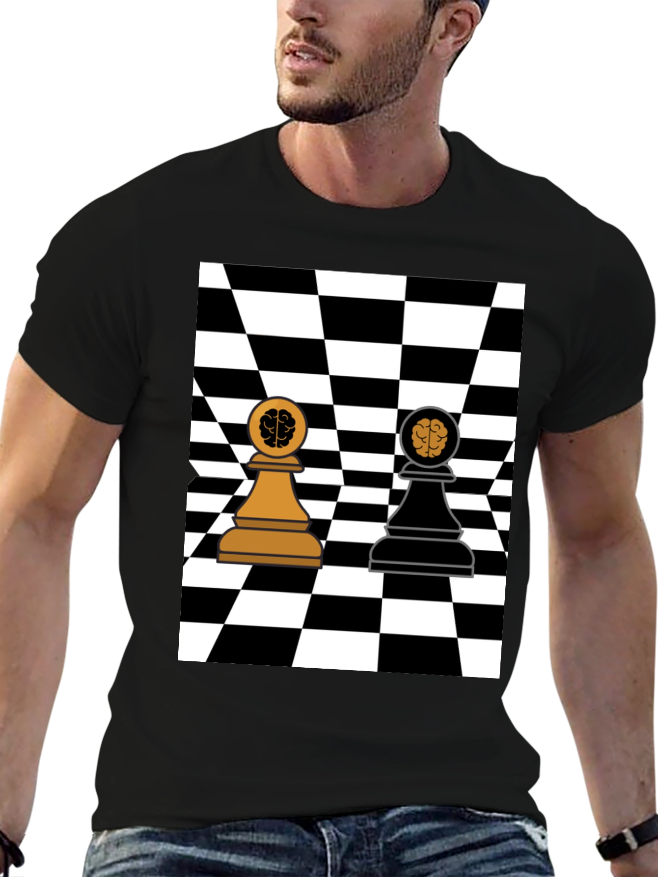 Chess Brain Pawn Graphic T-Shirt