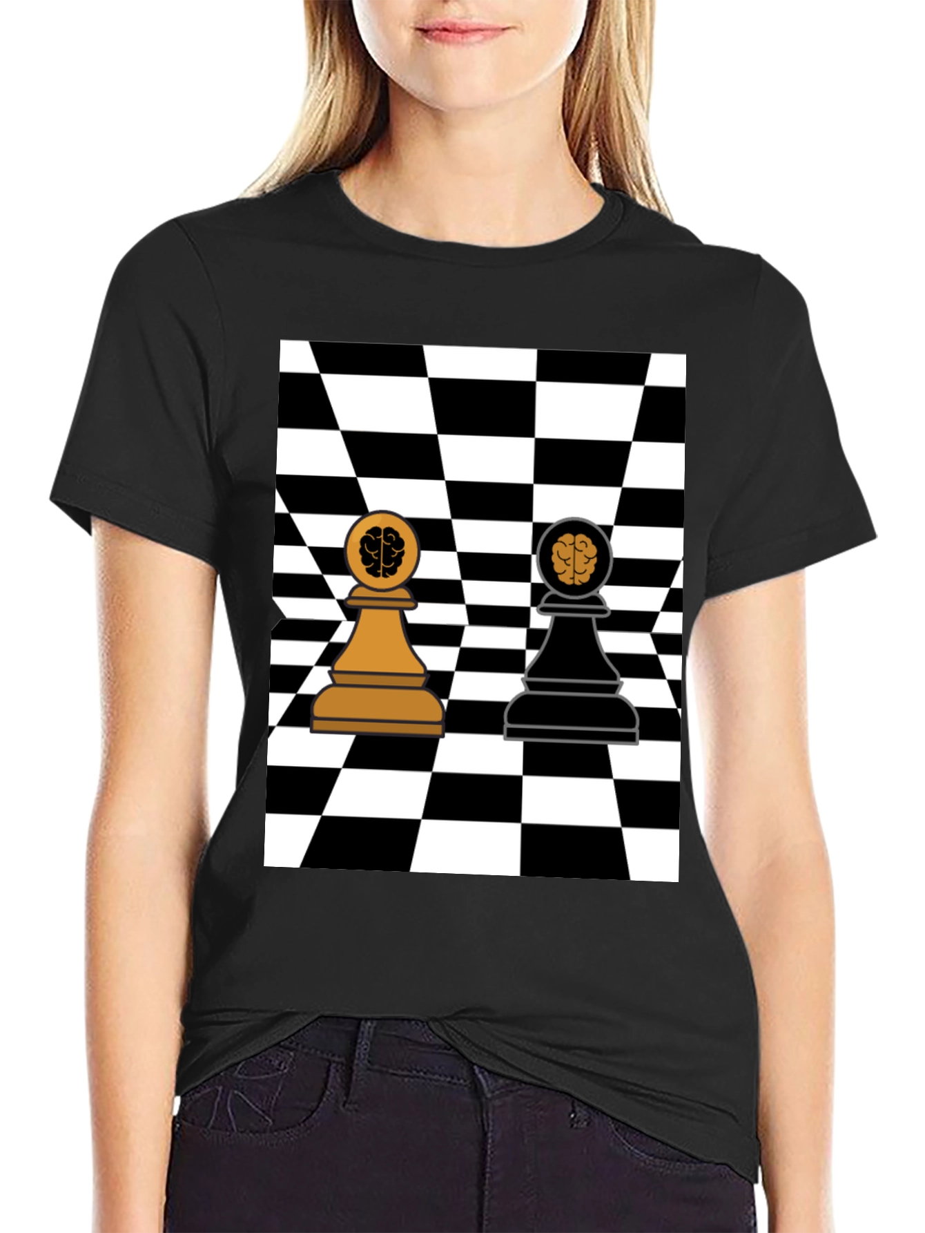 Chess Brain Pawn Graphic T-Shirt