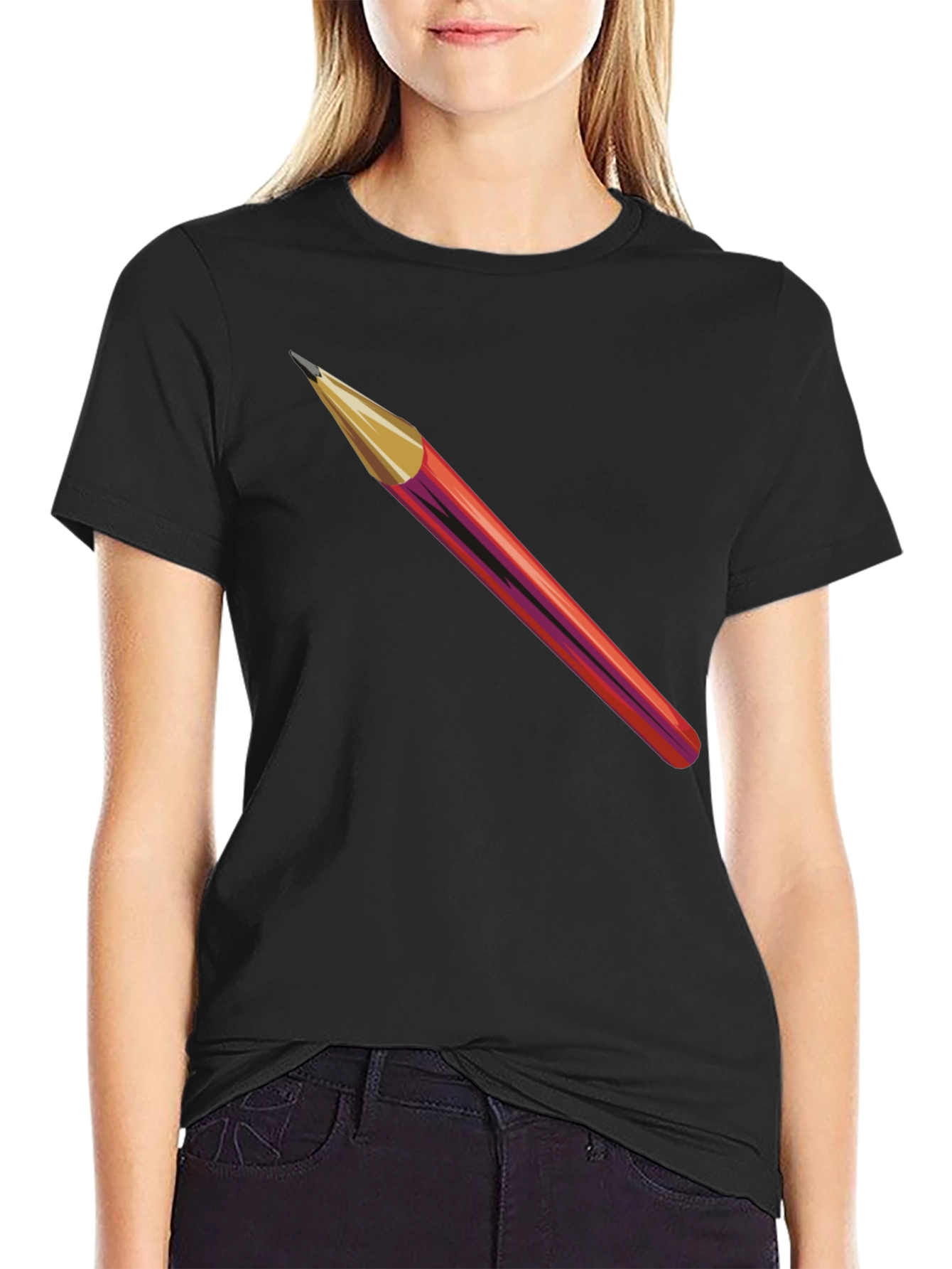 Pencil Graphic Black T-Shirt - Artistic Style