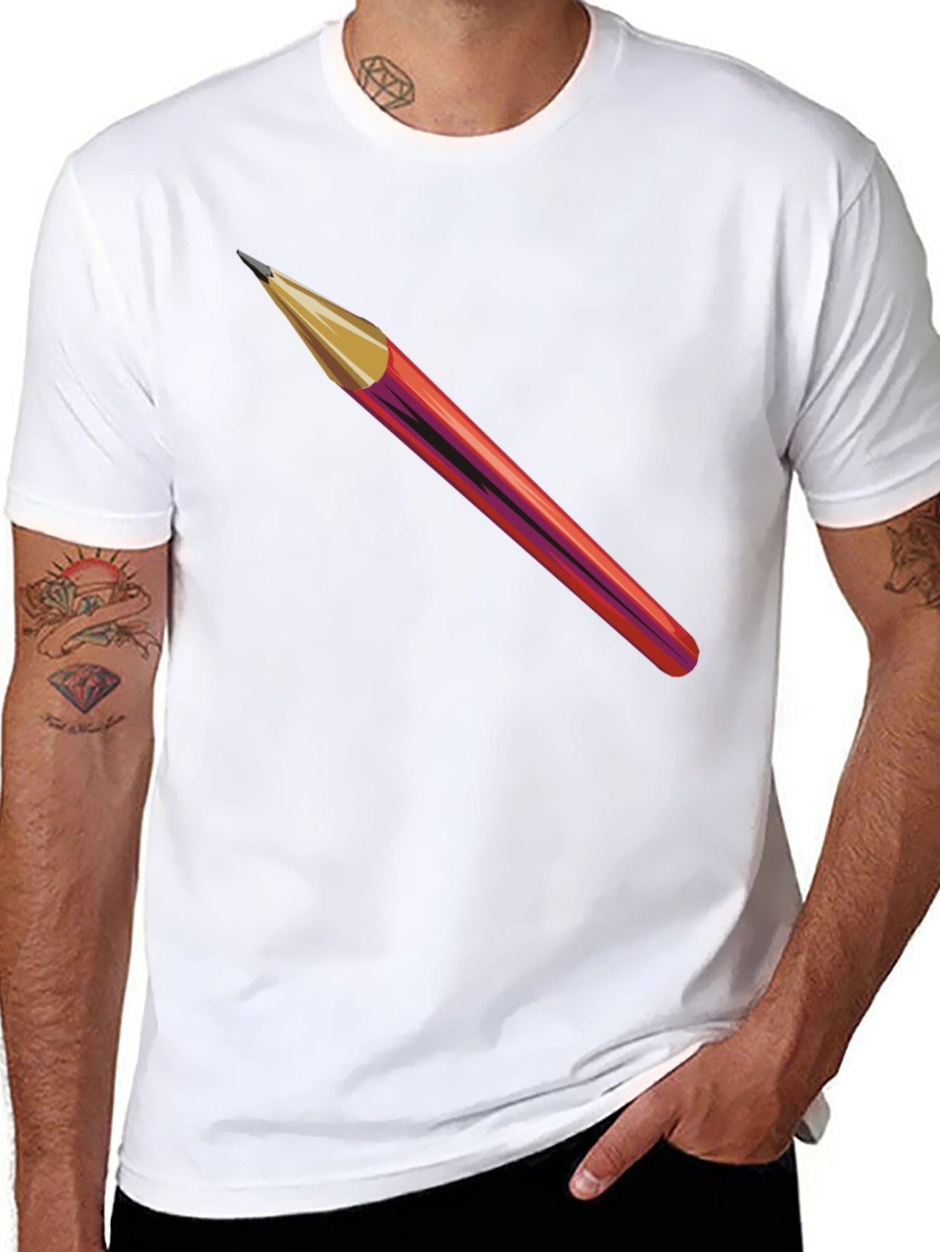 Pencil Graphic Black T-Shirt - Artistic Style