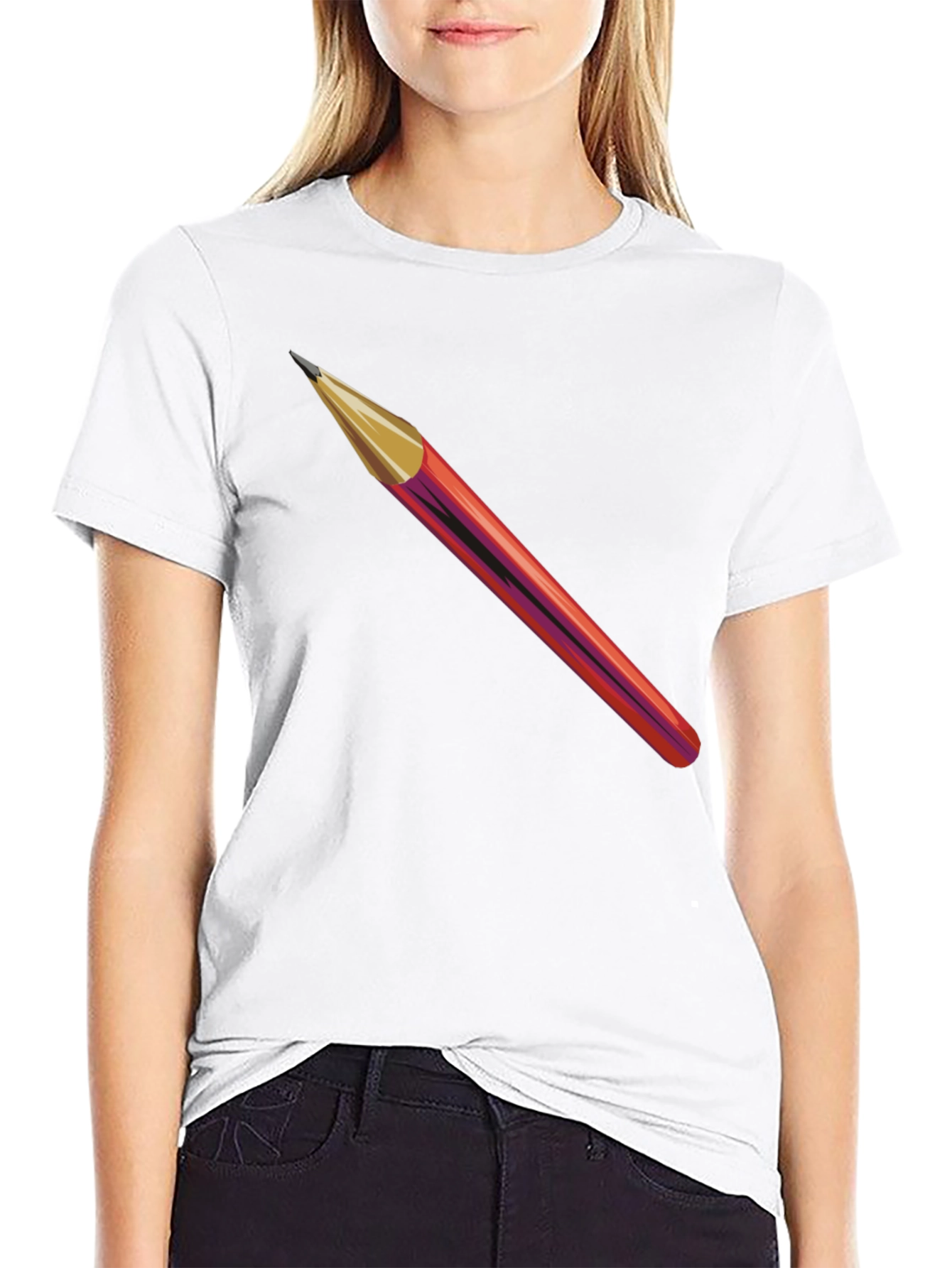 Pencil Graphic Black T-Shirt - Artistic Style