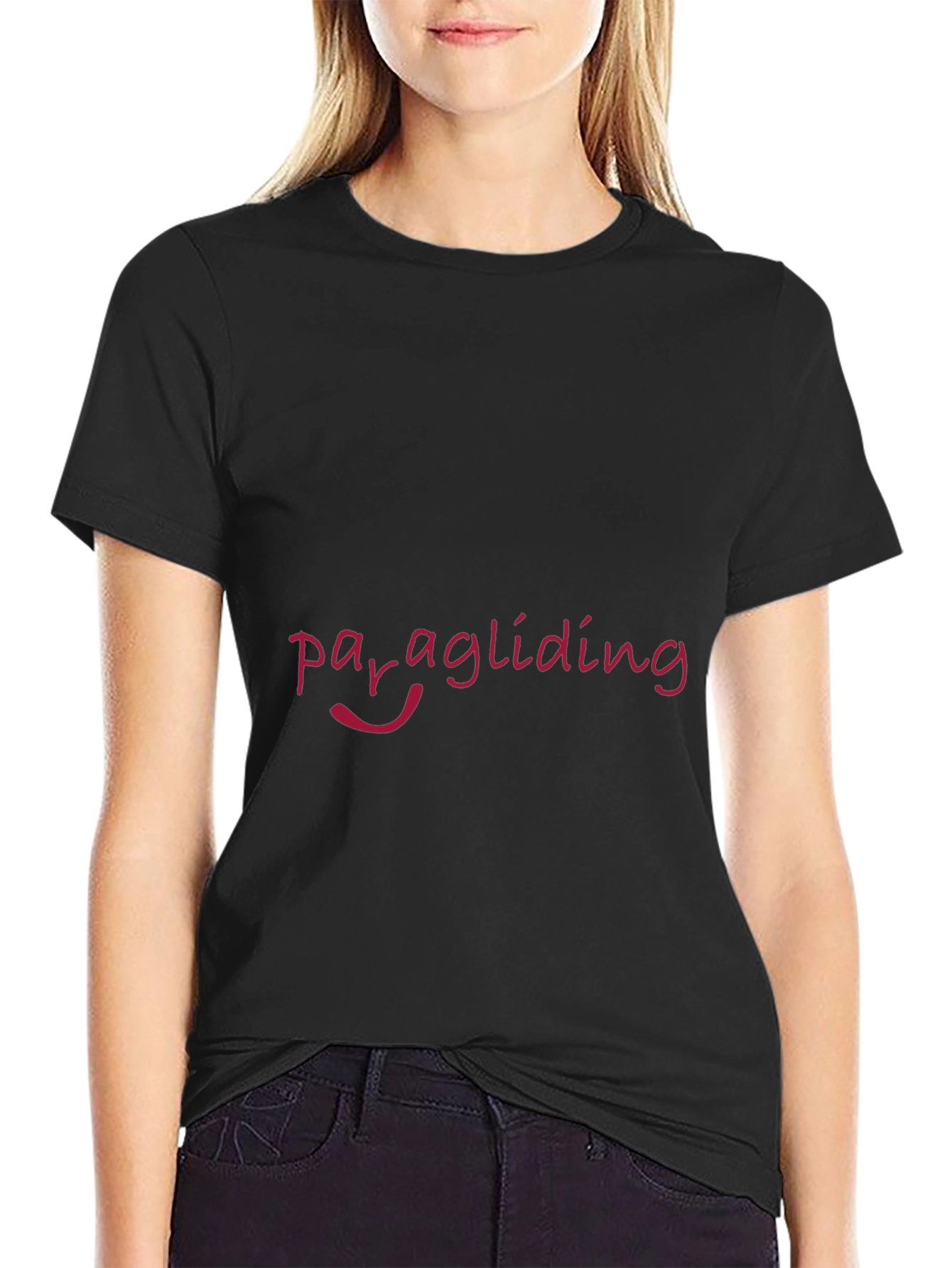 Paragliding Graphic Tee - Black Cotton T-Shirt