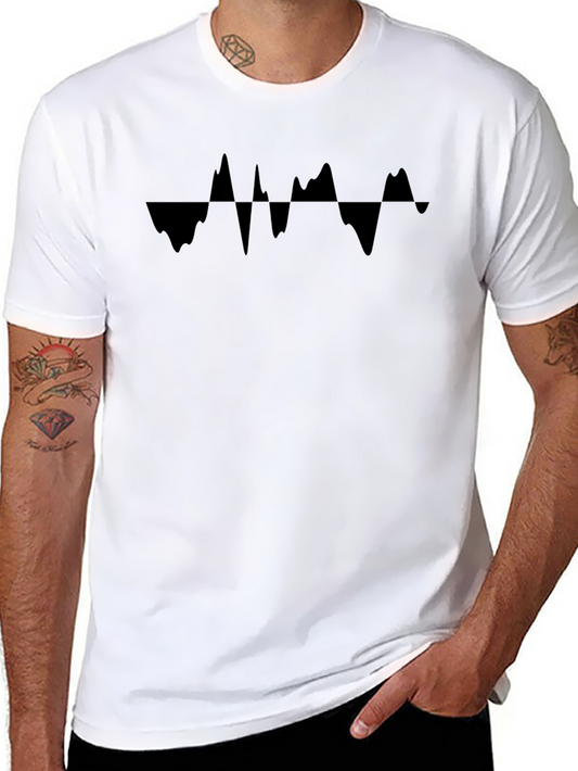 Abstract Waveform Graphic Tee - Mens Black T-Shirt