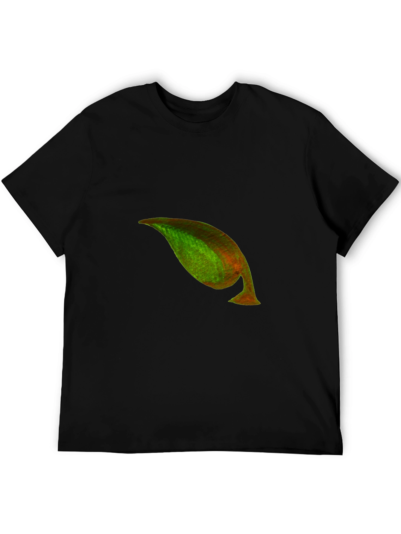 Mens Black T-Shirt with Unique Abstract Leaf Design