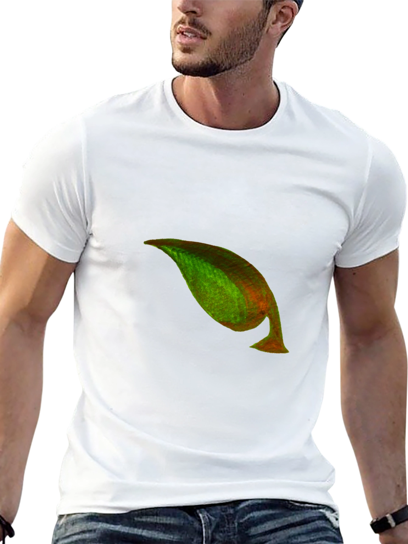 Mens Black T-Shirt with Unique Abstract Leaf Design