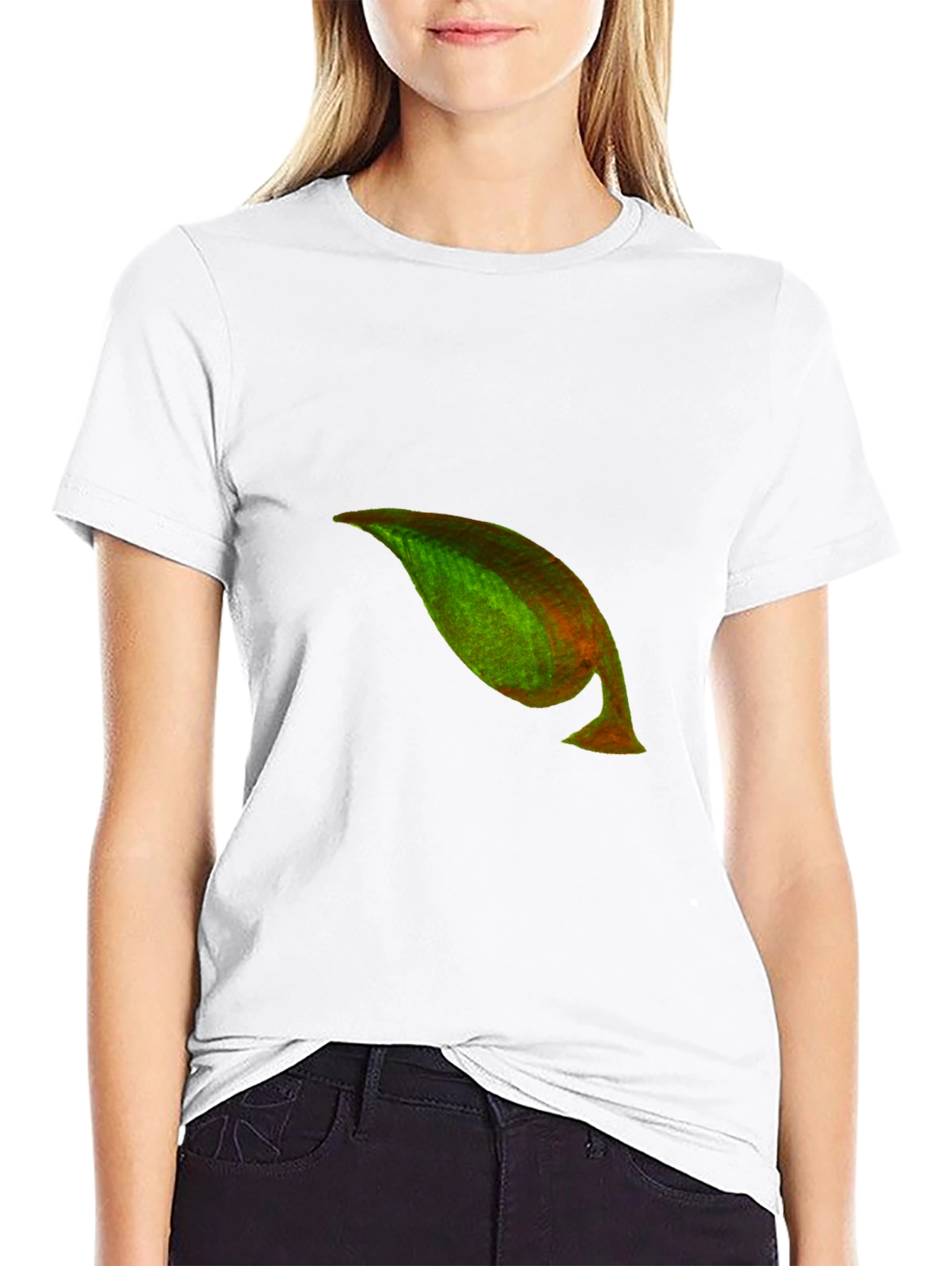 Mens Black T-Shirt with Unique Abstract Leaf Design