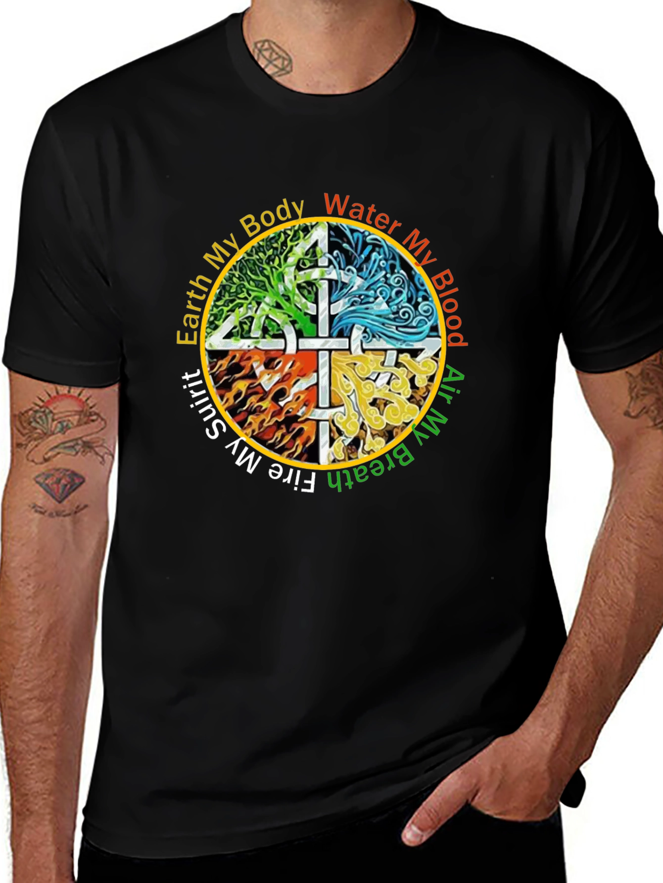 Elemental Earth Water Air Fire Graphic T-Shirt