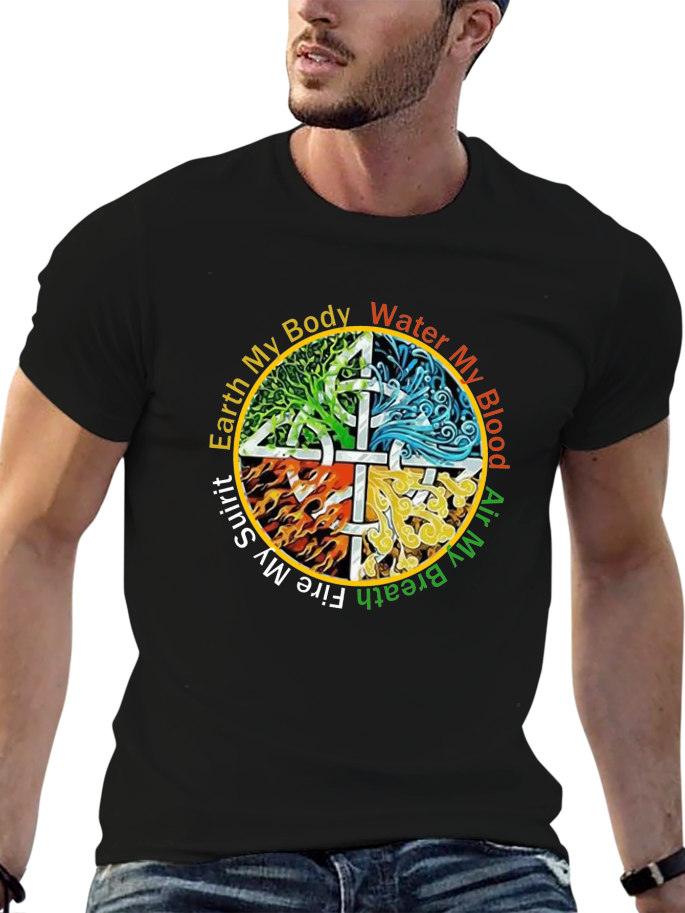 Elemental Earth Water Air Fire Graphic T-Shirt