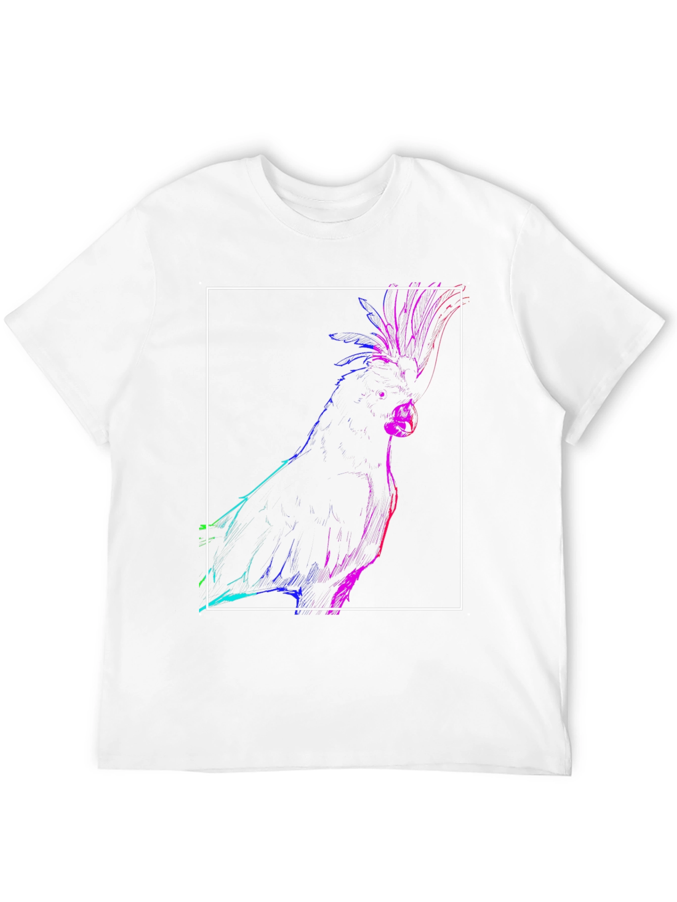 Neon Cockatoo Graphic Tee - Stylish Black T-Shirt