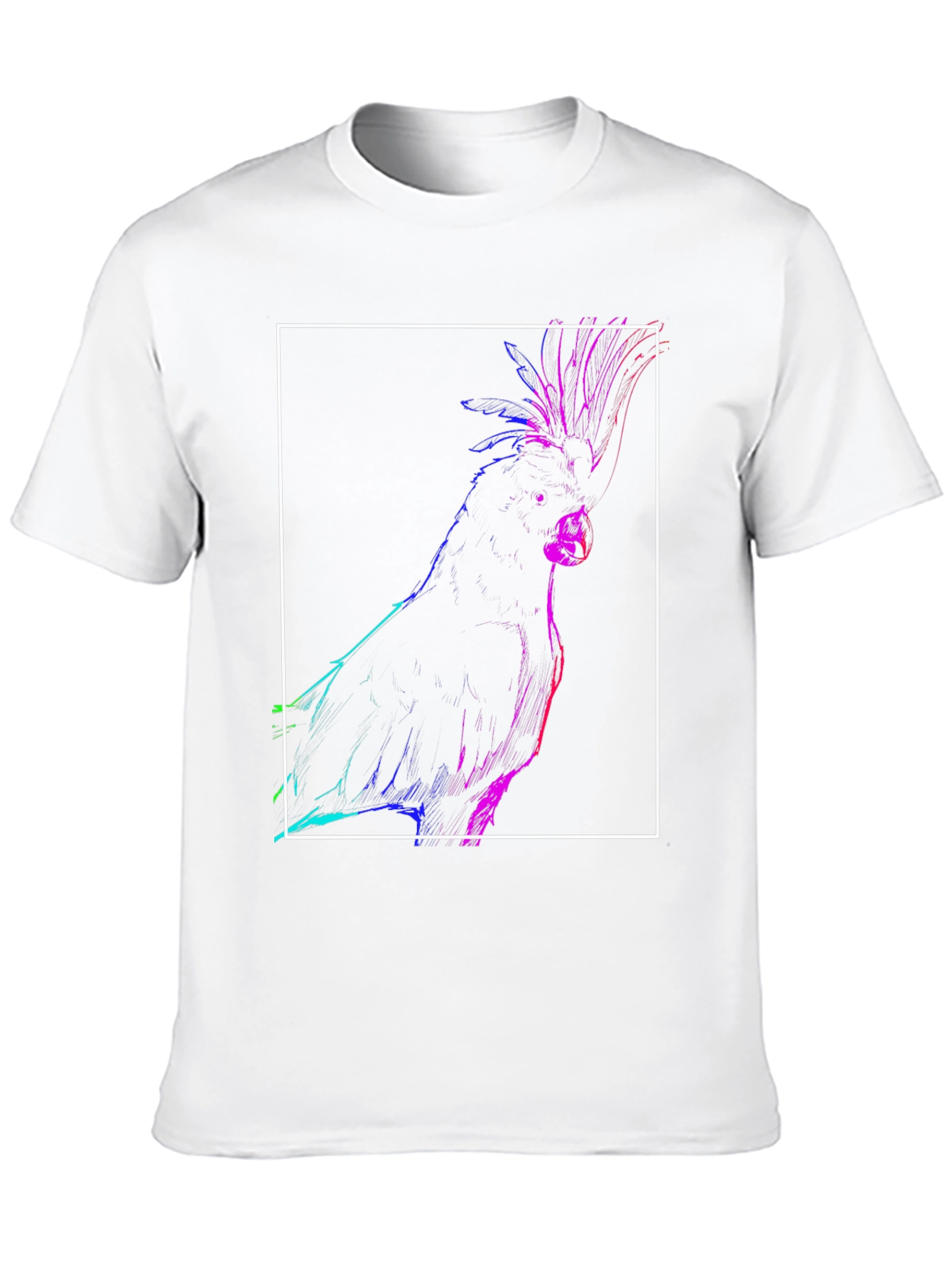 Neon Cockatoo Graphic Tee - Stylish Black T-Shirt