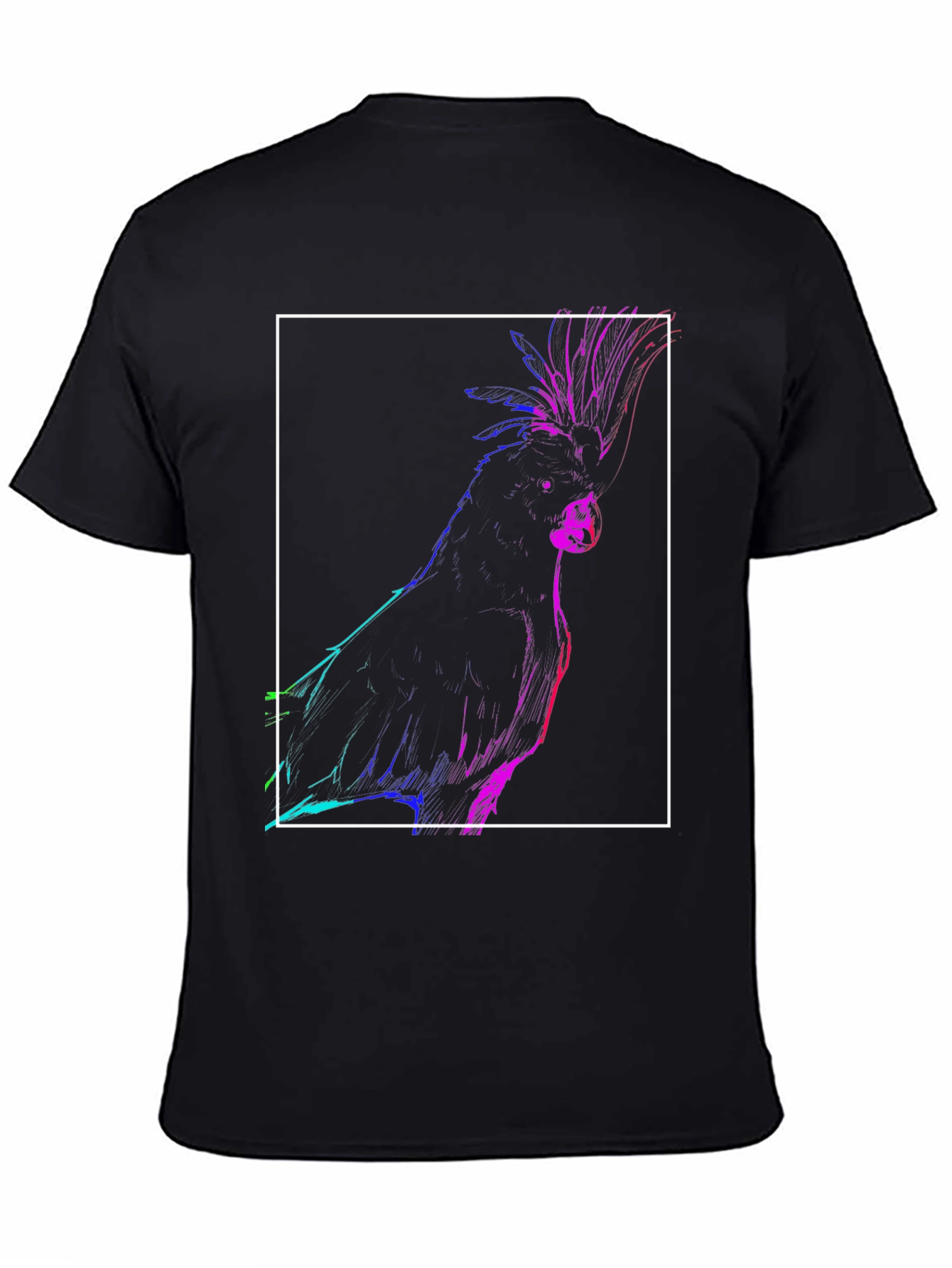 Neon Cockatoo Graphic Tee - Stylish Black T-Shirt