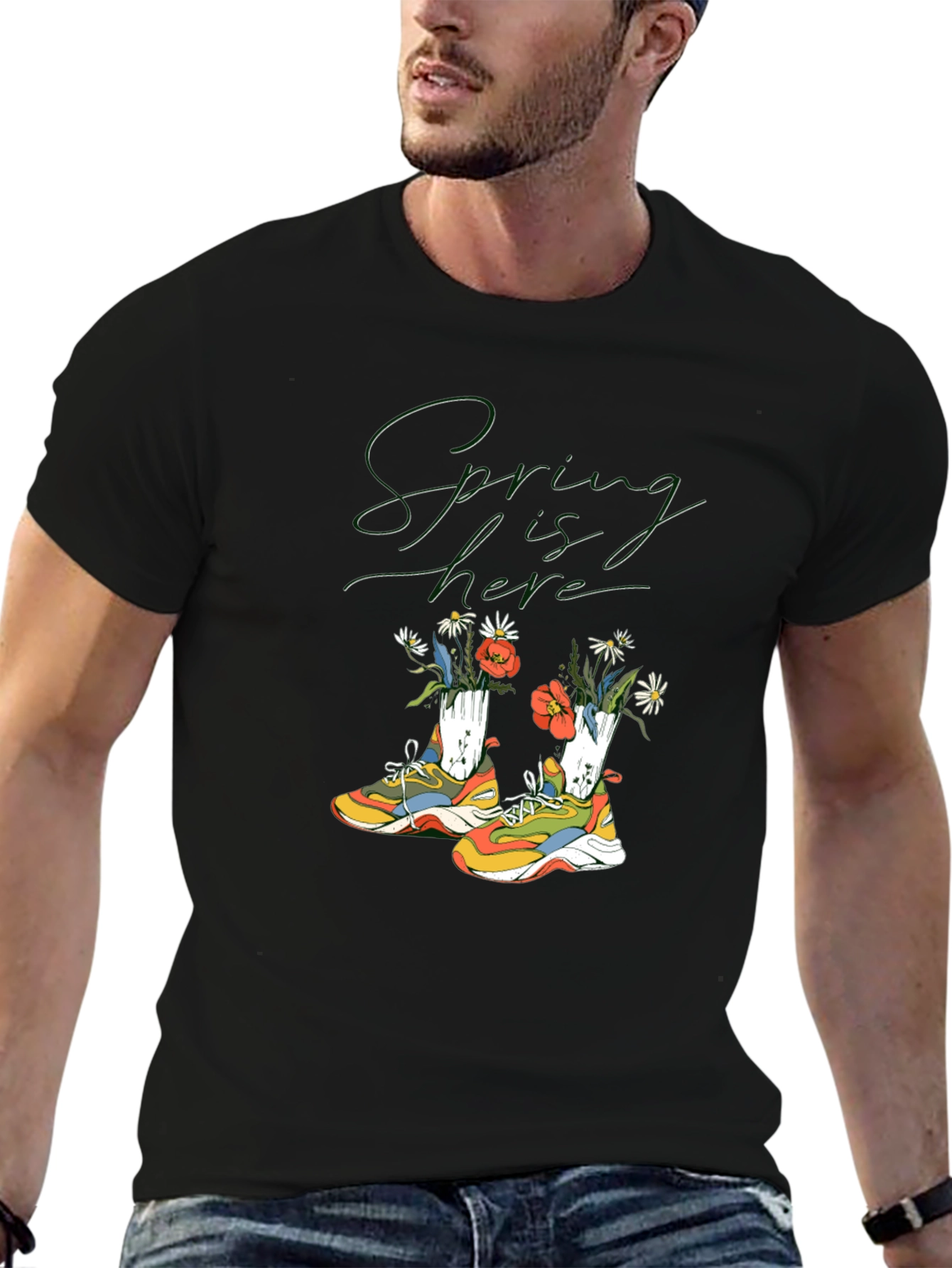 Spring Sneakers T-Shirt: Fashionable Floral Design