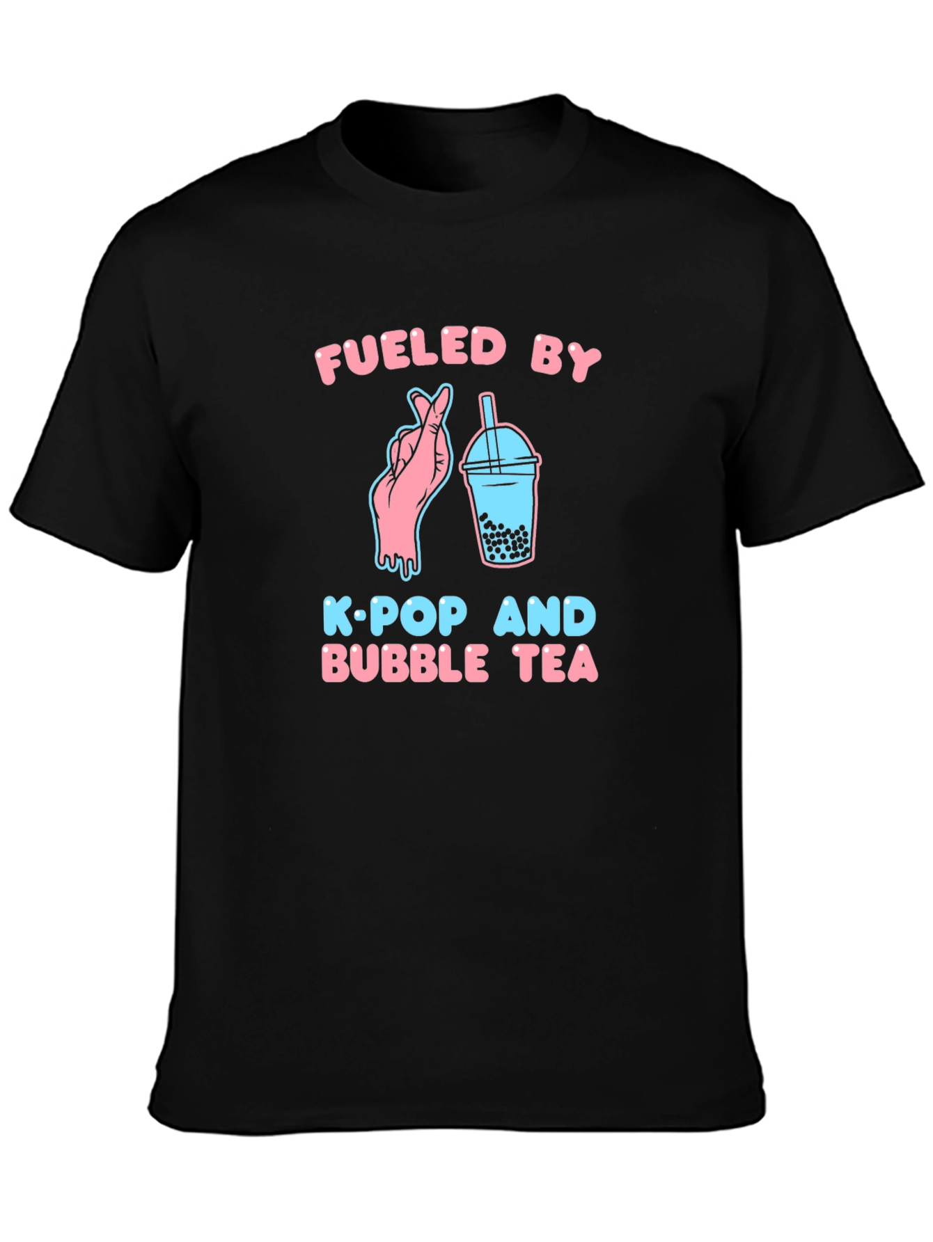 Fueled By K-Pop & Bubble Tea Black T-Shirt