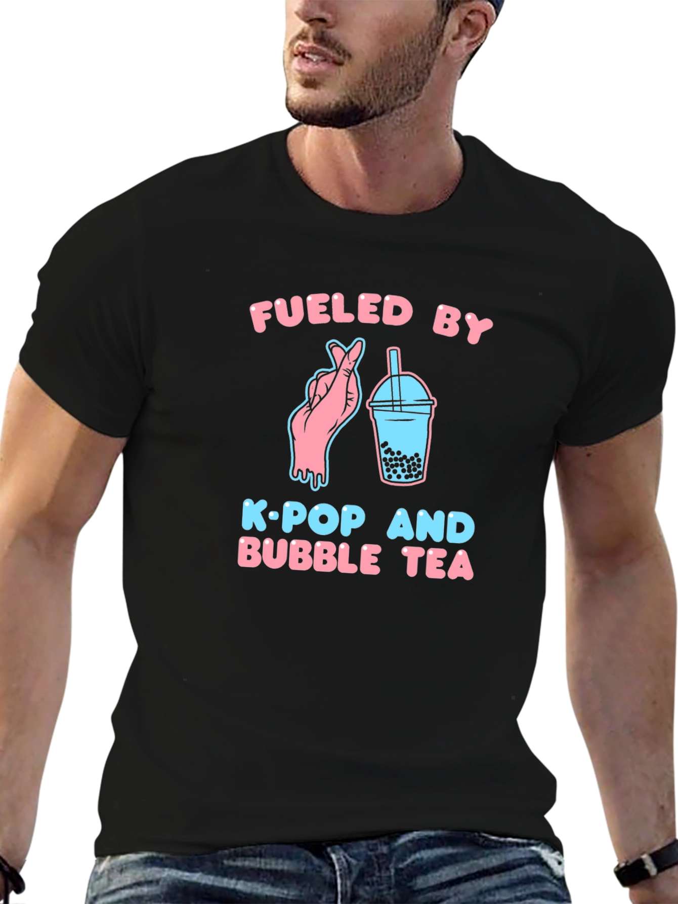 Fueled By K-Pop & Bubble Tea Black T-Shirt