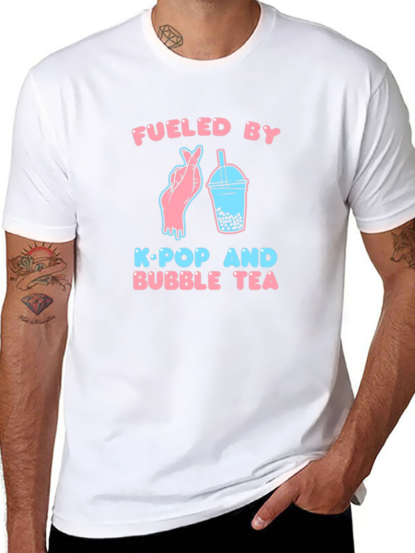 Fueled By K-Pop & Bubble Tea Black T-Shirt