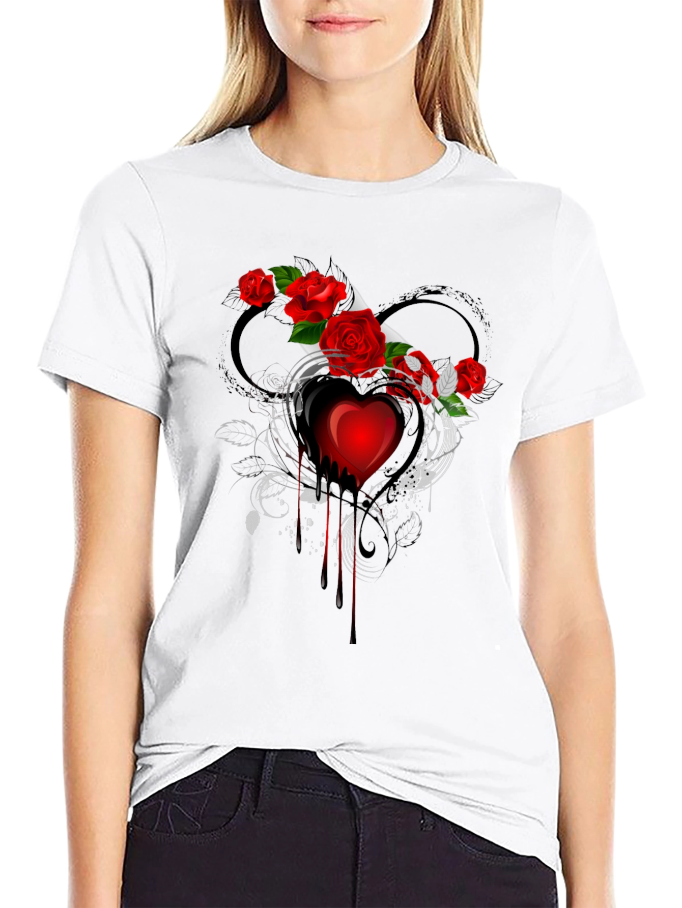 Bleeding Heart Rose Graphic T-Shirt