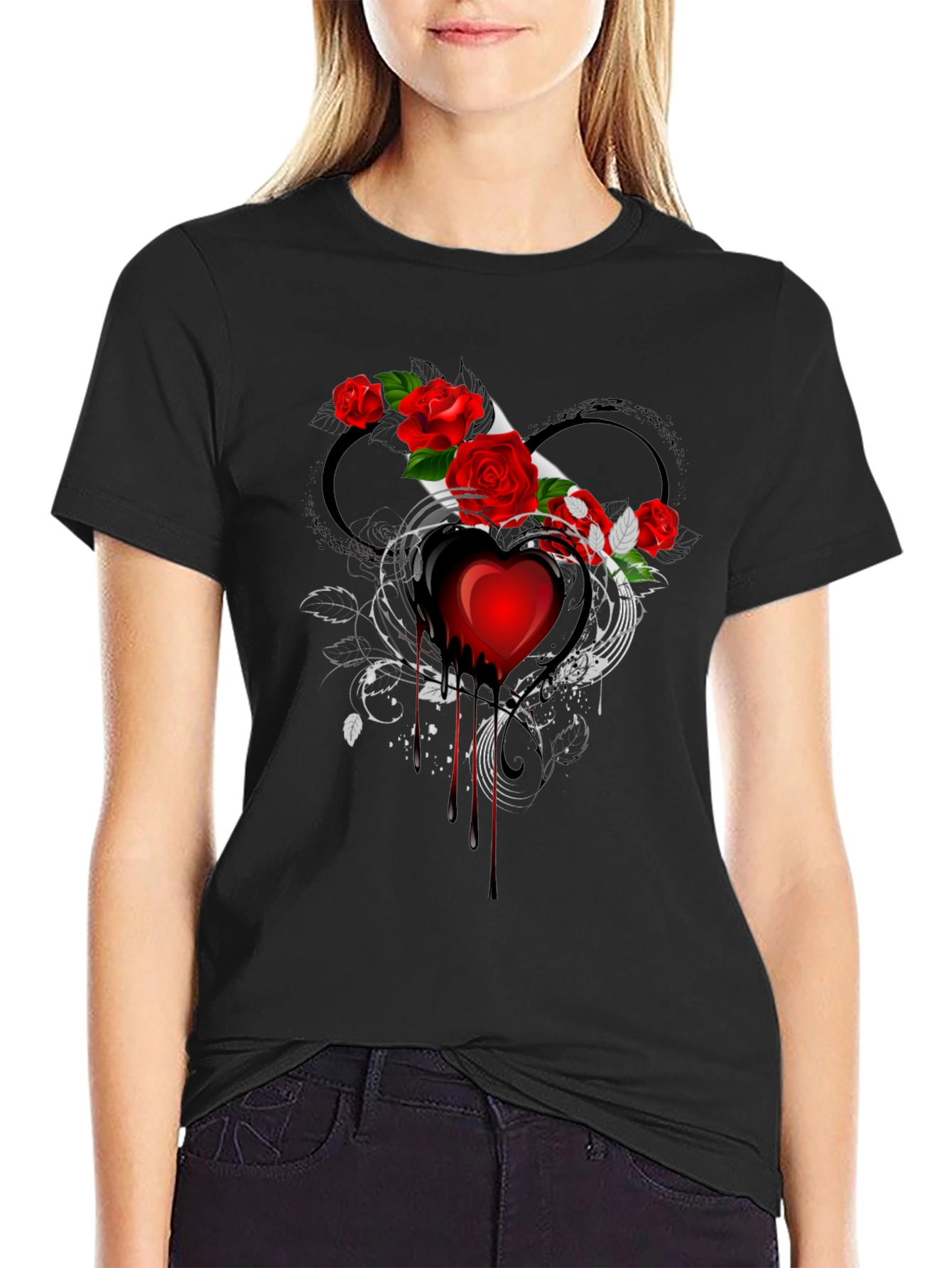 Bleeding Heart Rose Graphic T-Shirt