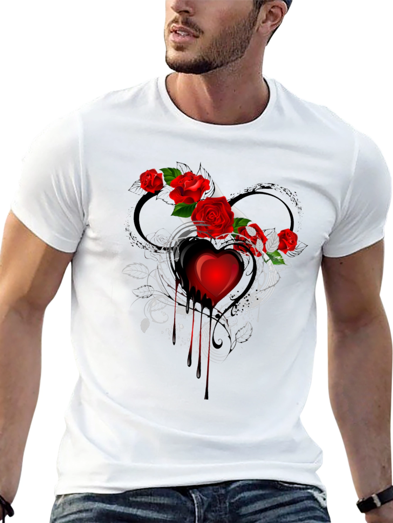 Bleeding Heart Rose Graphic T-Shirt