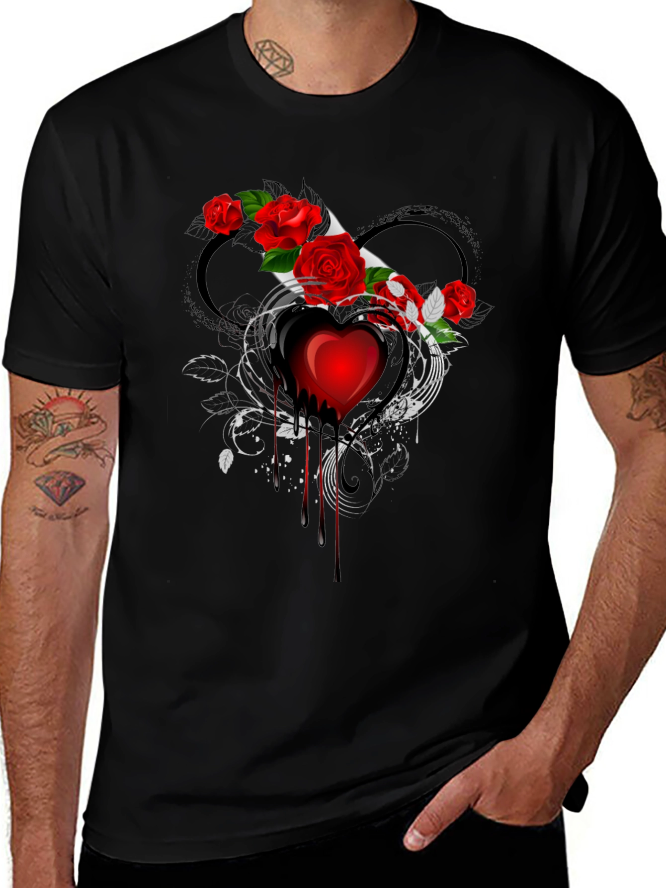 Bleeding Heart Rose Graphic T-Shirt