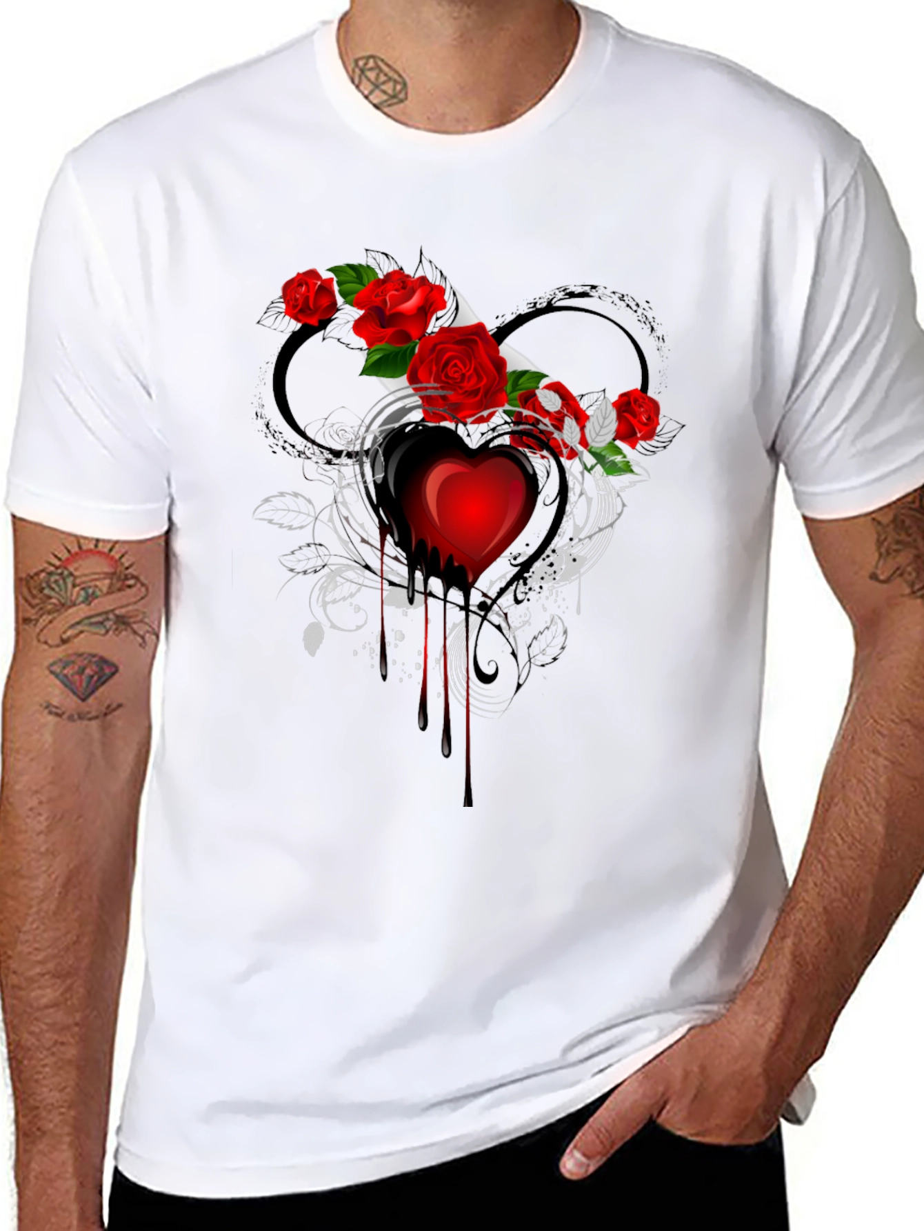 Bleeding Heart Rose Graphic T-Shirt