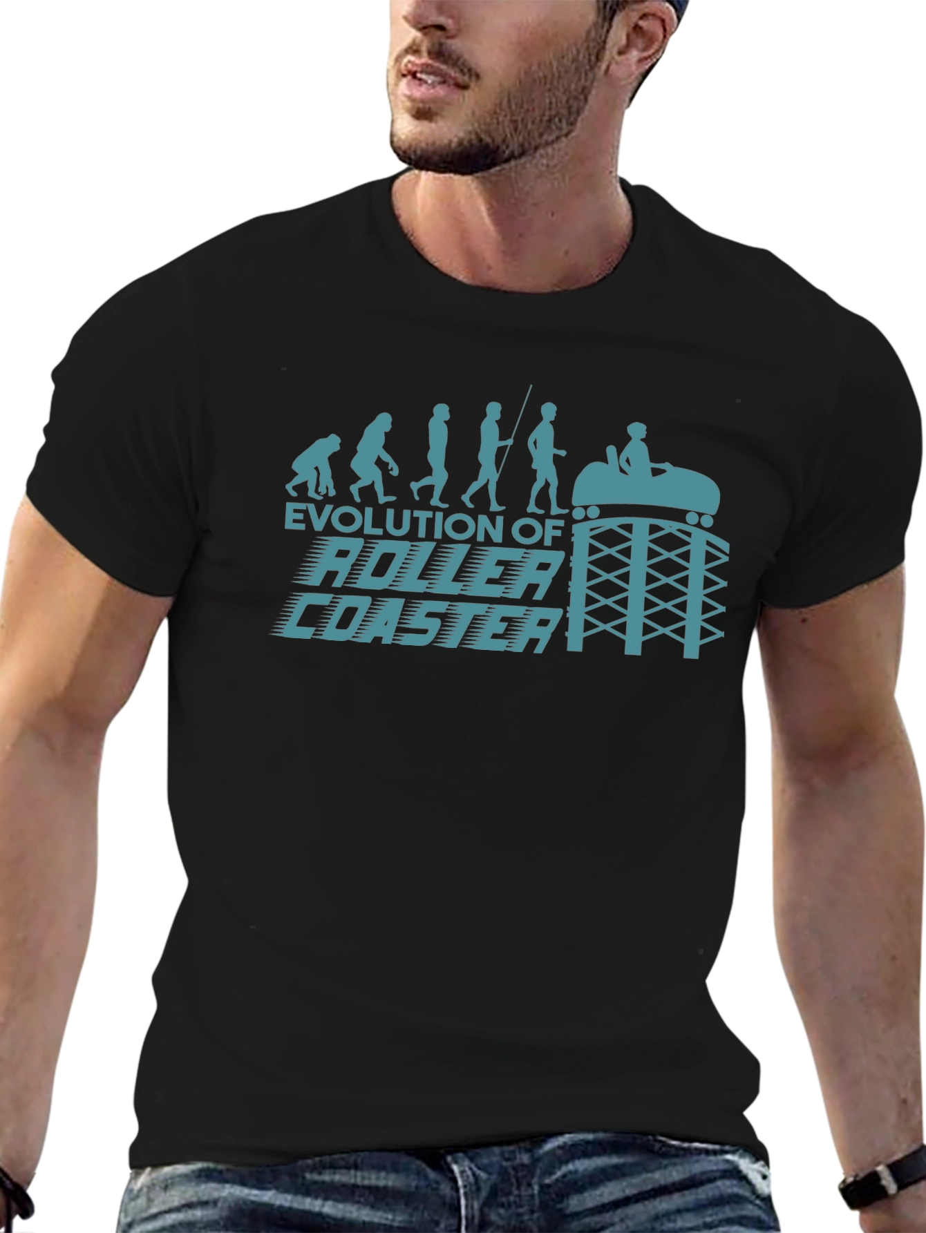 Evolution of Roller Coaster Graphic Tee - Black