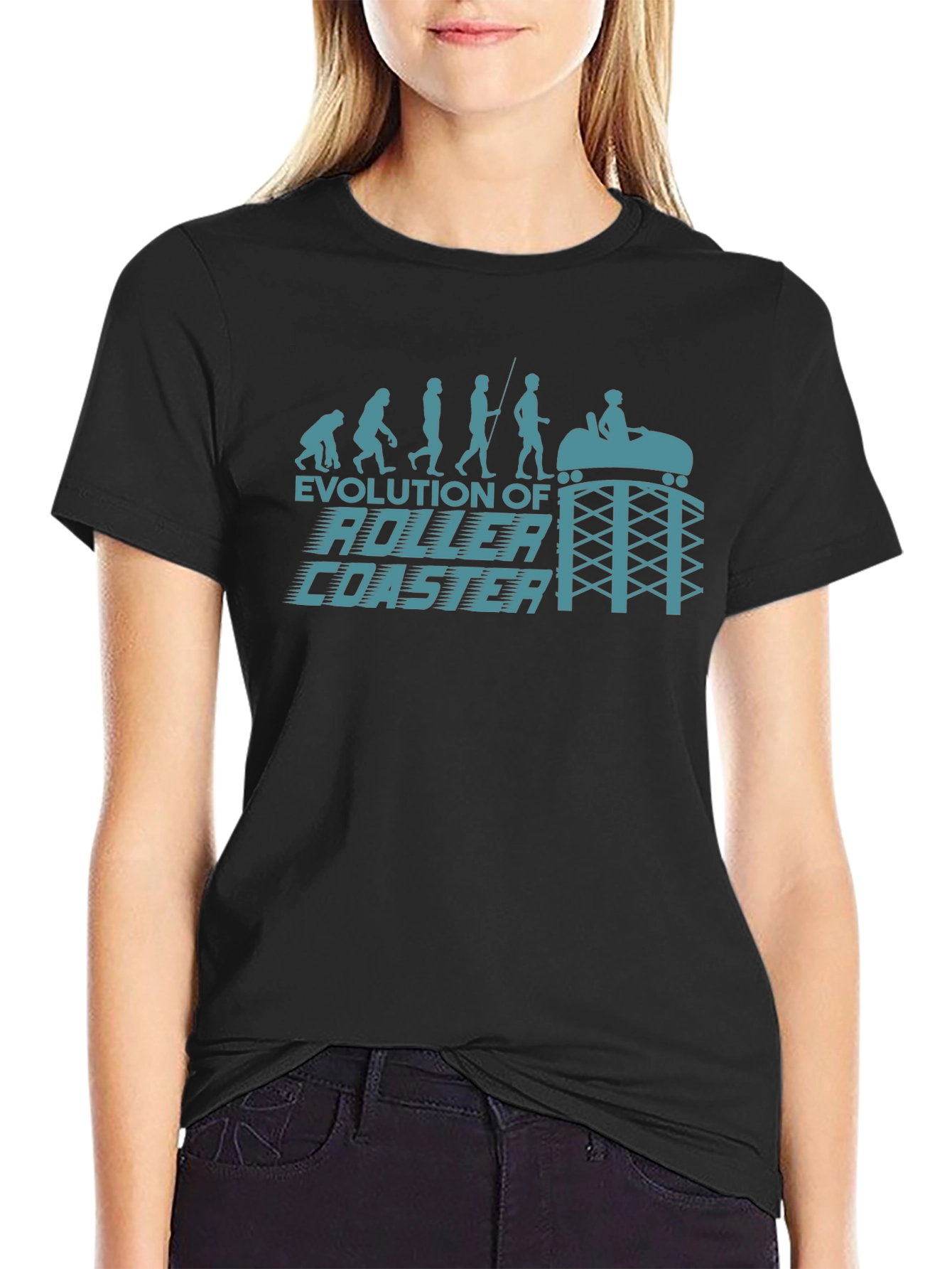 Evolution of Roller Coaster Graphic Tee - Black