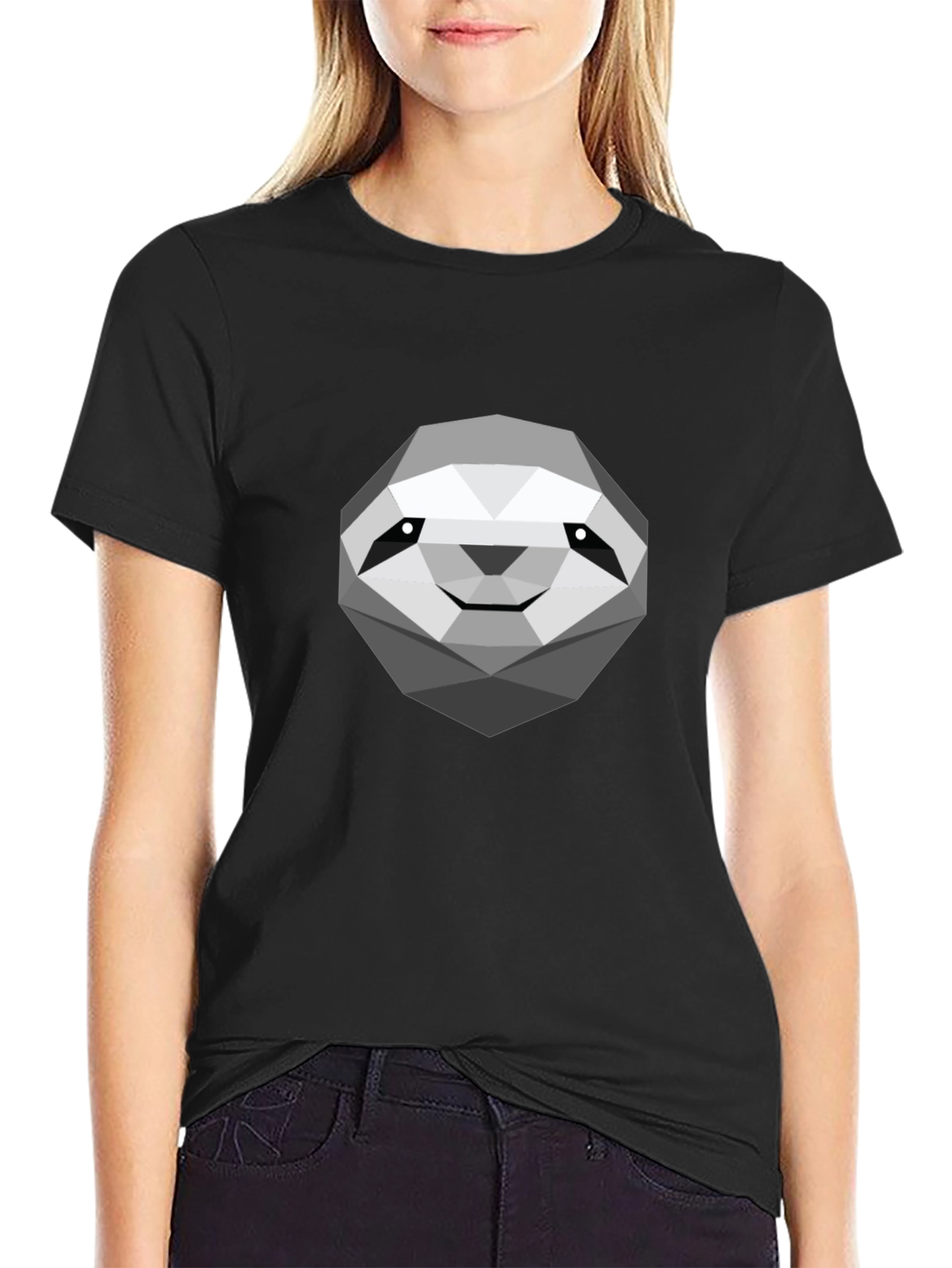 Geometric Sloth Graphic Tee - Modern Casual Comfort