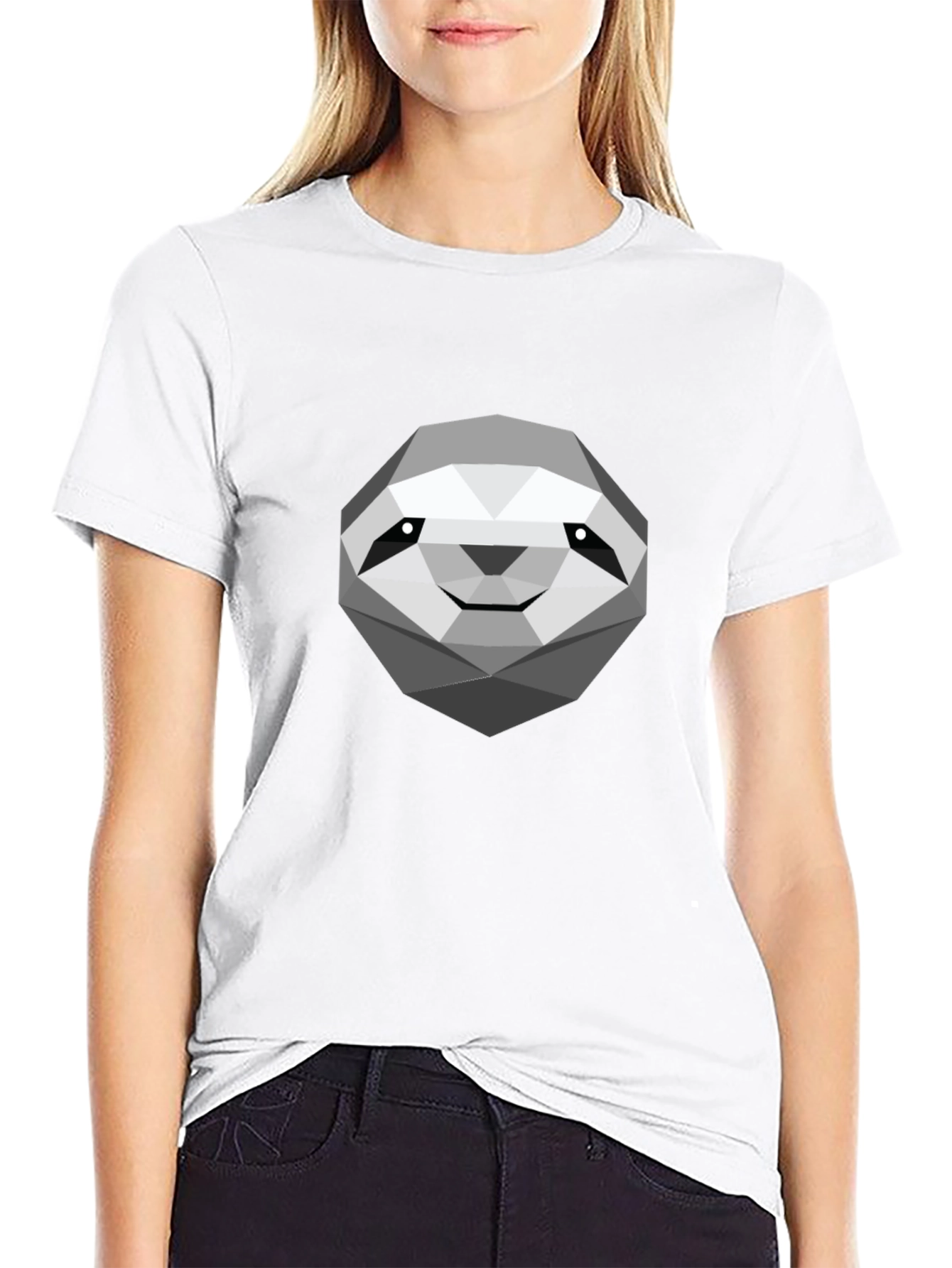 Geometric Sloth Graphic Tee - Modern Casual Comfort