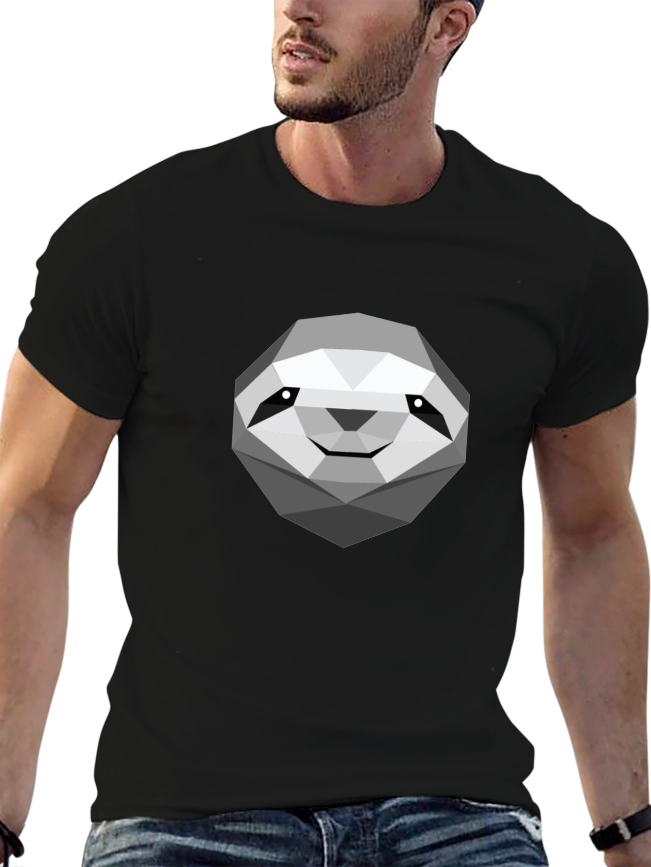 Geometric Sloth Graphic Tee - Modern Casual Comfort