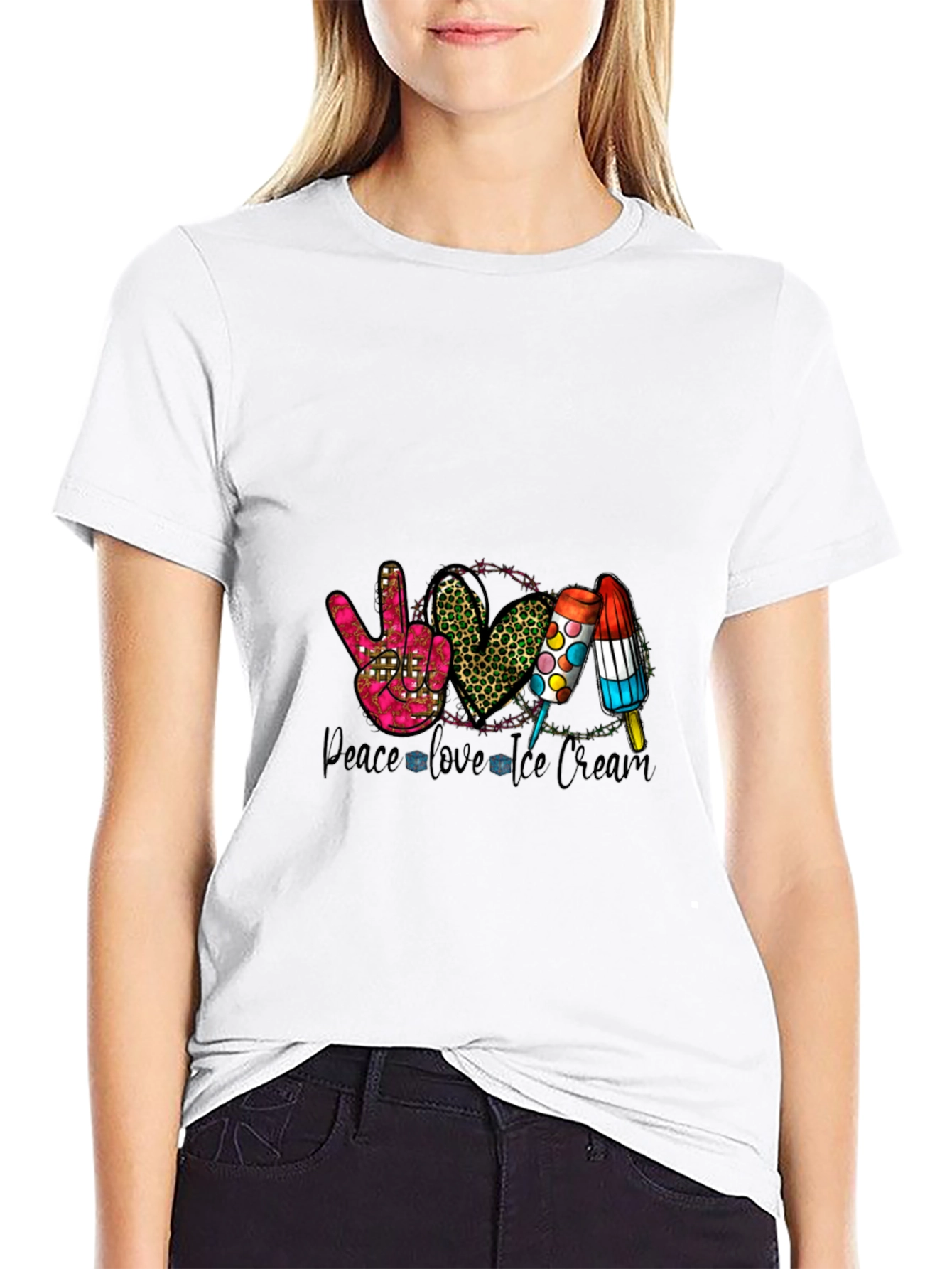 Peace Love Ice Cream Graphic T-Shirt