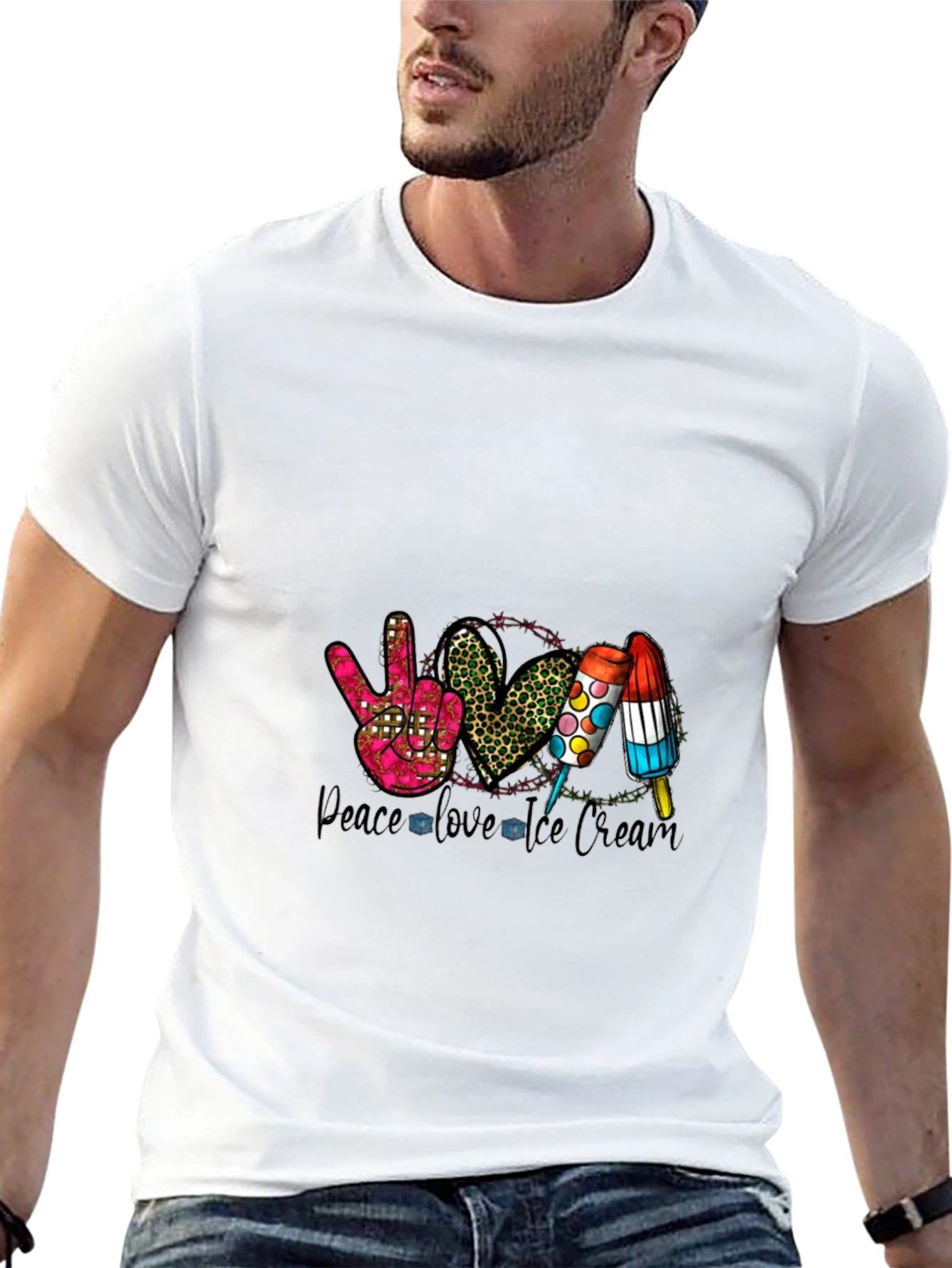Peace Love Ice Cream Graphic T-Shirt