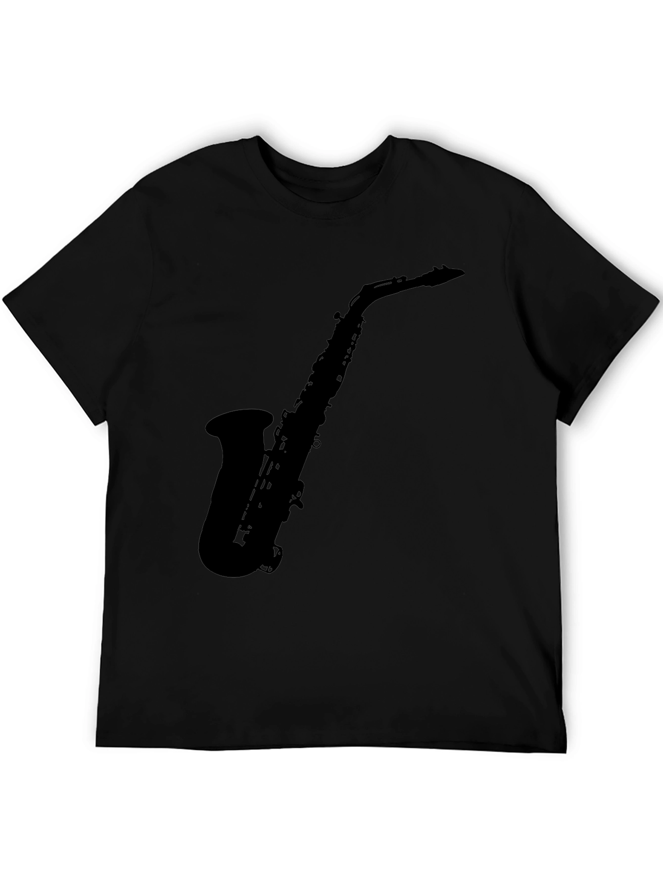 Saxophone Silhouette Graphic Black T-Shirt