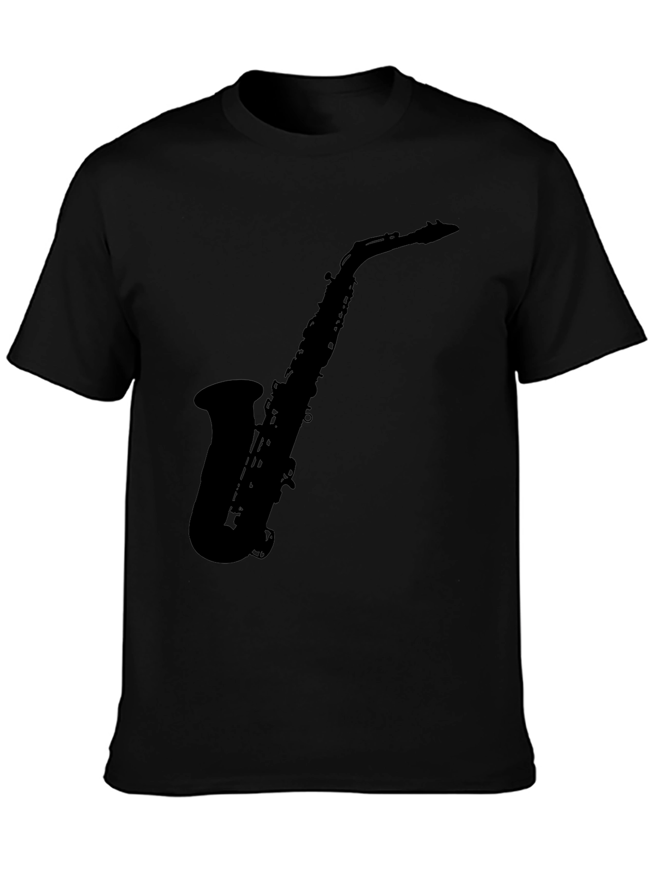 Saxophone Silhouette Graphic Black T-Shirt