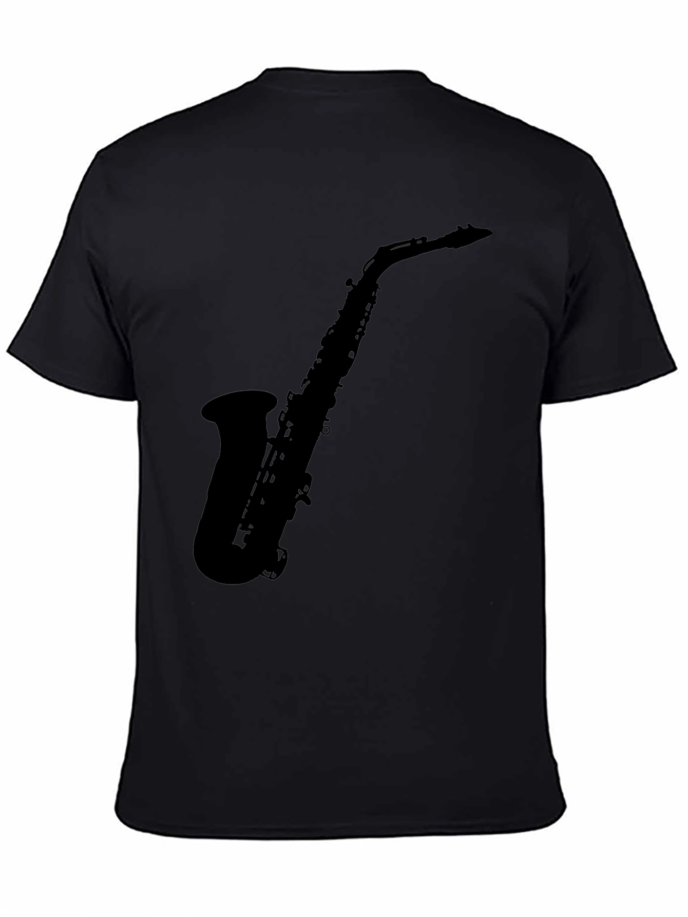 Saxophone Silhouette Graphic Black T-Shirt