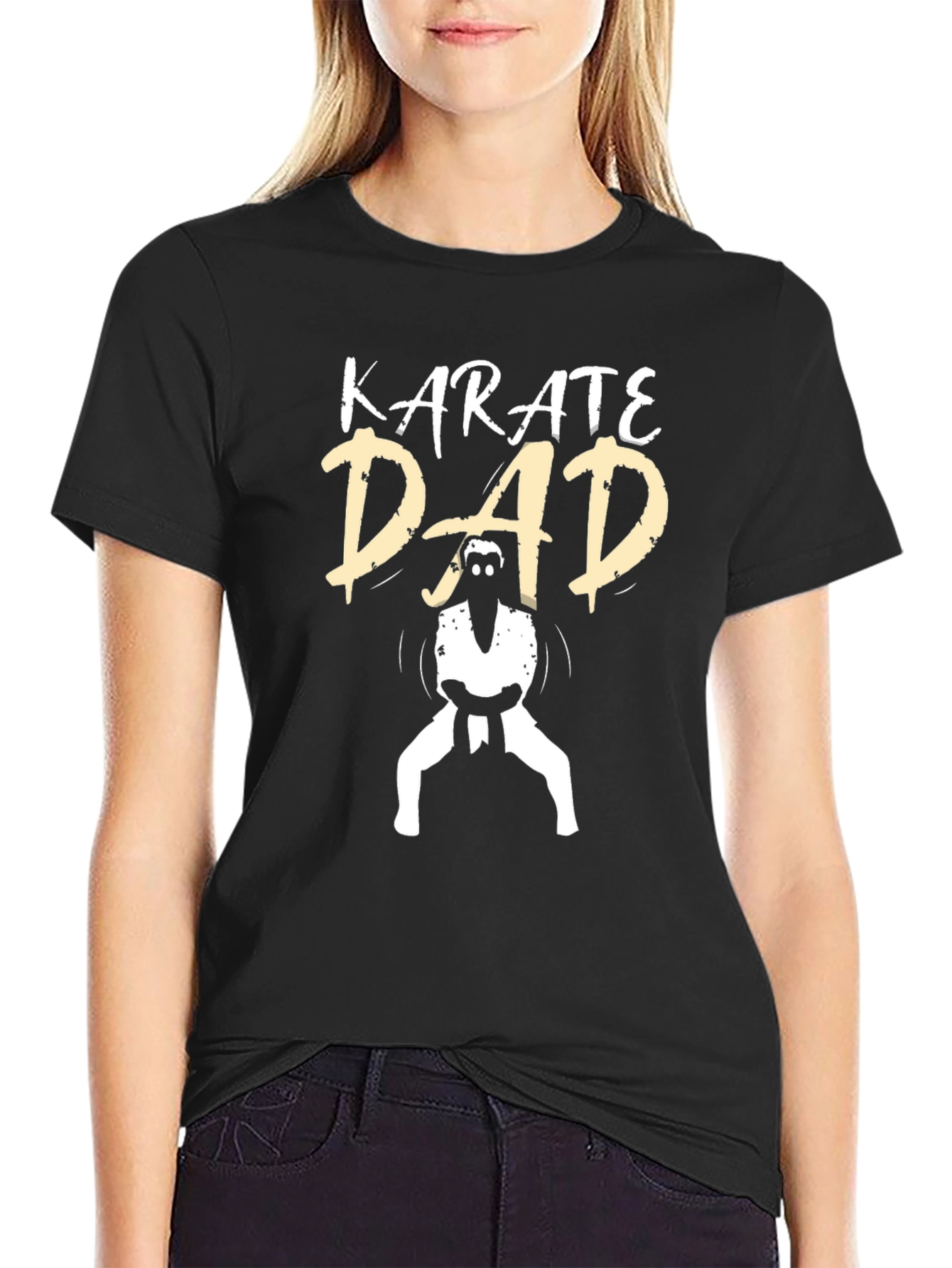Karate Dad Graphic Tee - Black Cotton T-Shirt