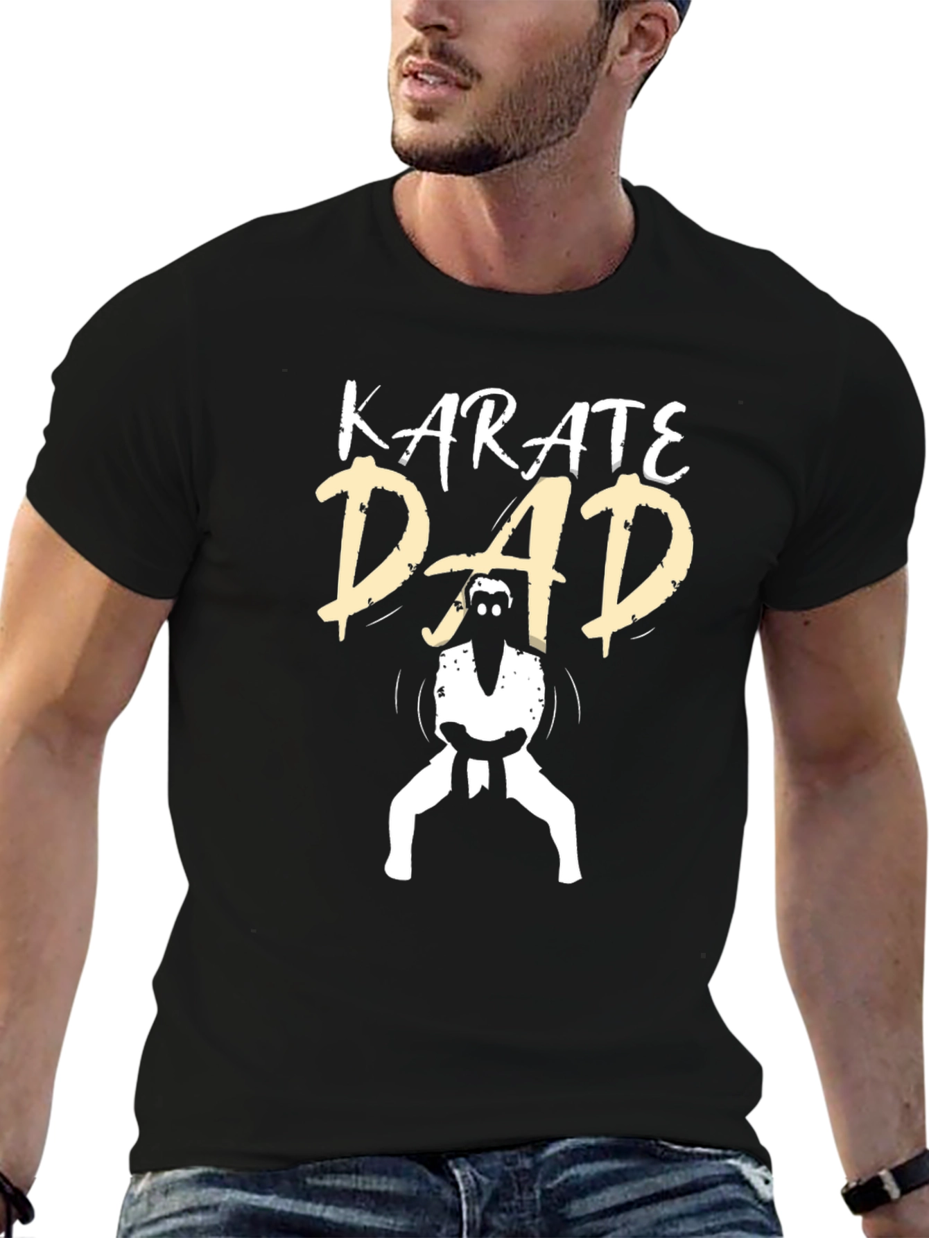 Karate Dad Graphic Tee - Black Cotton T-Shirt