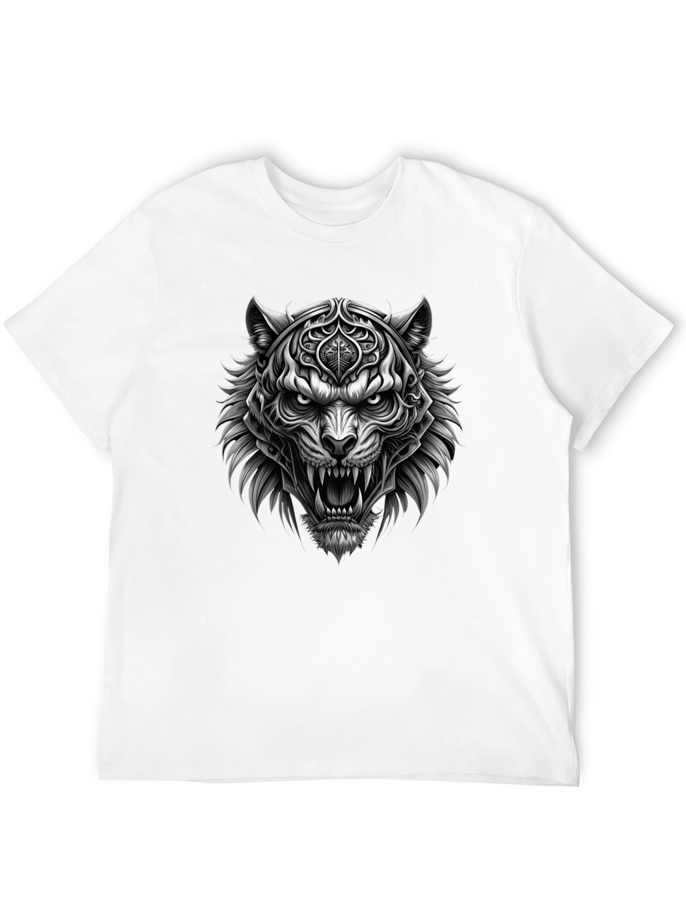 Mens Black Graphic Tee - Fierce Tiger Design