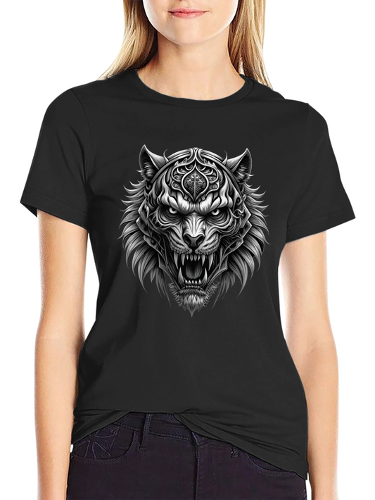 Mens Black Graphic Tee - Fierce Tiger Design