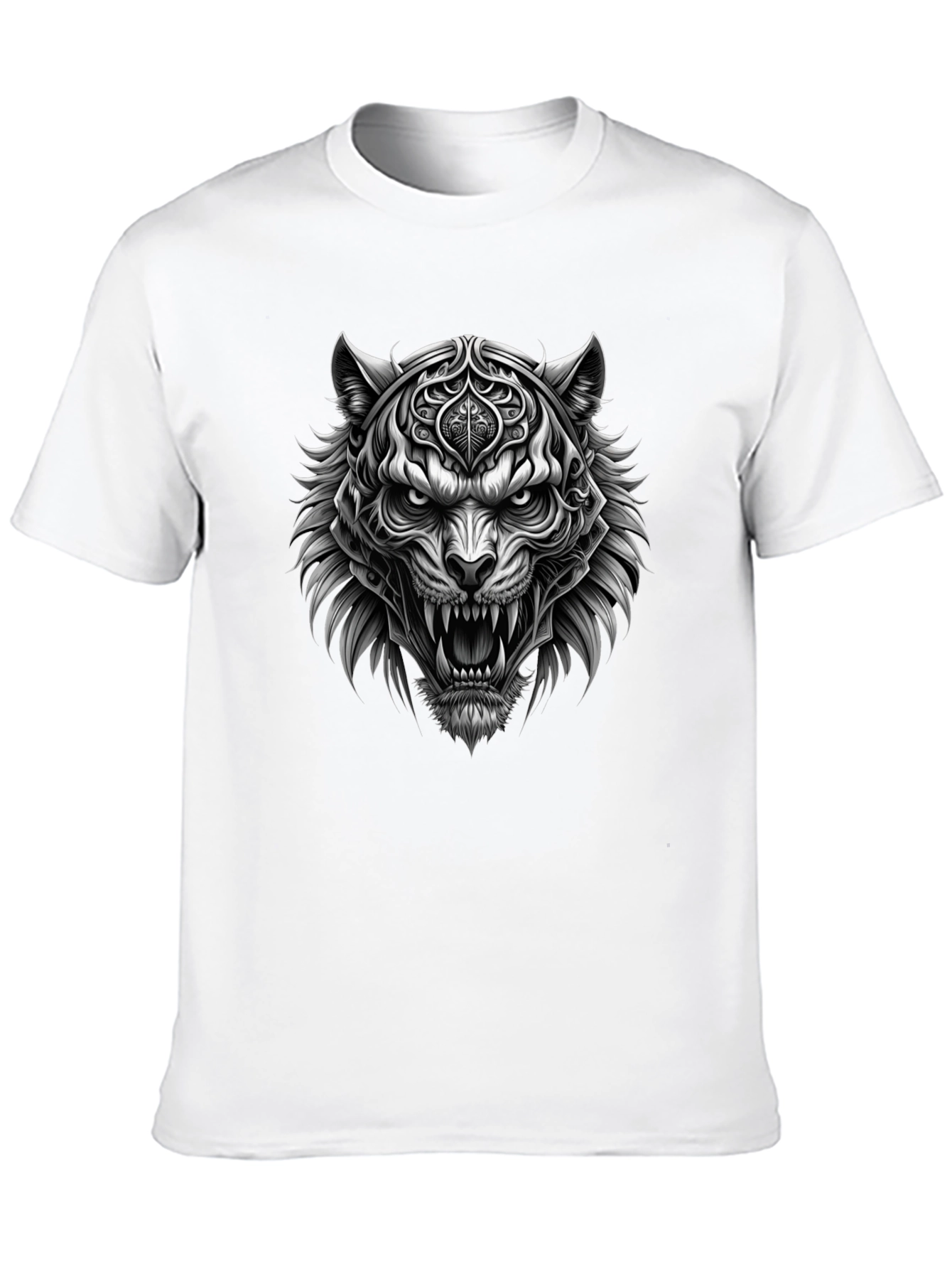 Mens Black Graphic Tee - Fierce Tiger Design
