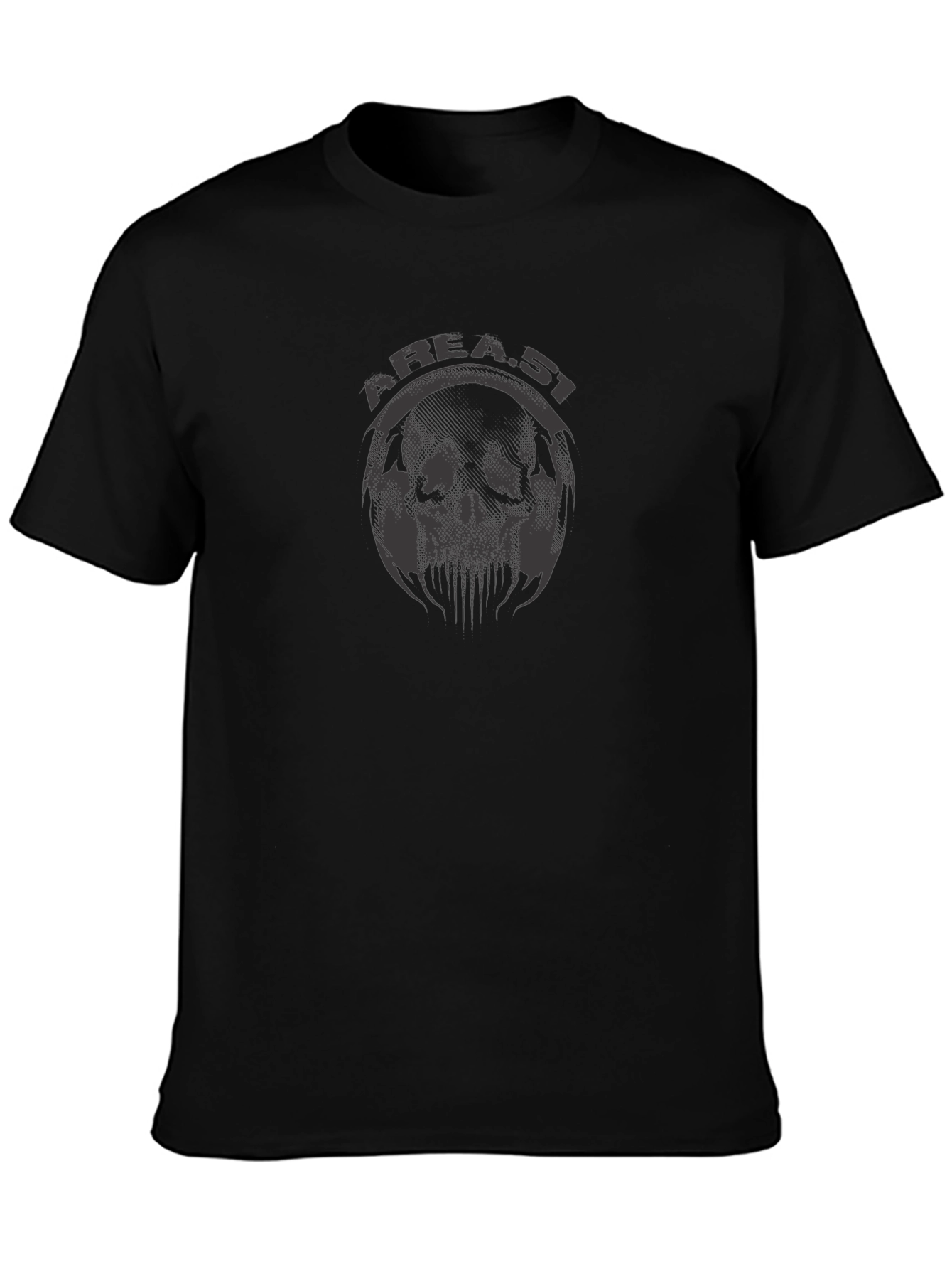 Area 51 Skull Graphic T-Shirt - Mens Black Tee