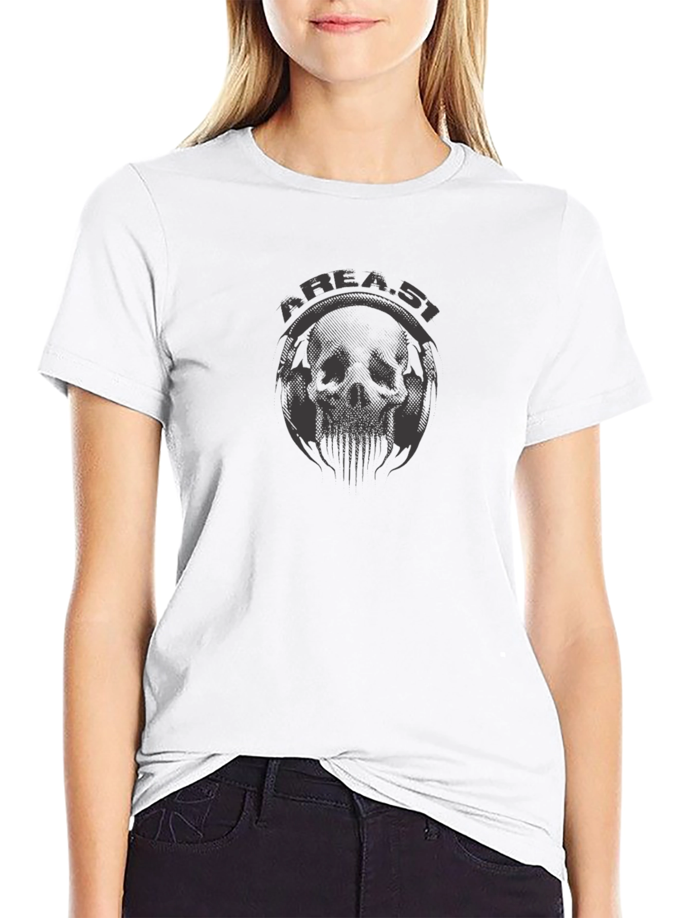 Area 51 Skull Graphic T-Shirt - Mens Black Tee