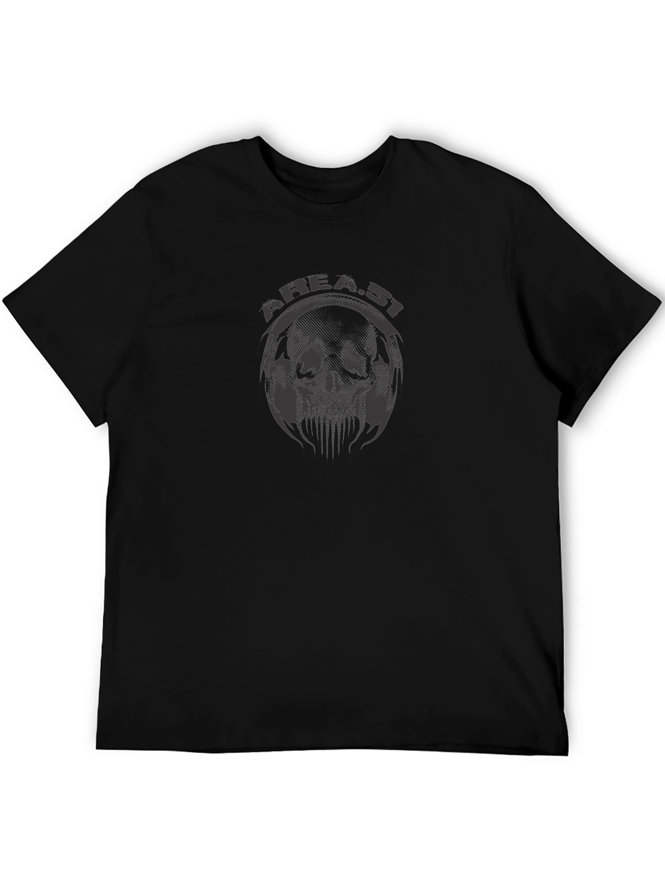 Area 51 Skull Graphic T-Shirt - Mens Black Tee