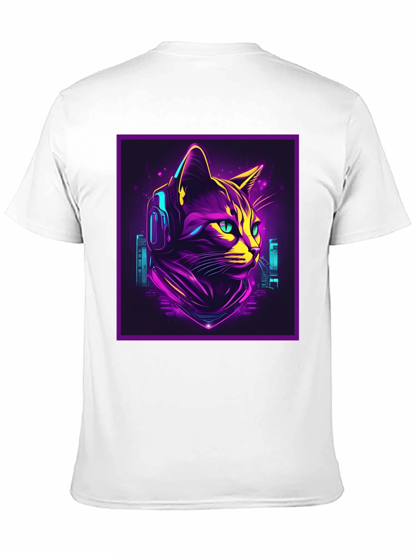 Cyberpunk Cat T-Shirt - Neon DJ Cat