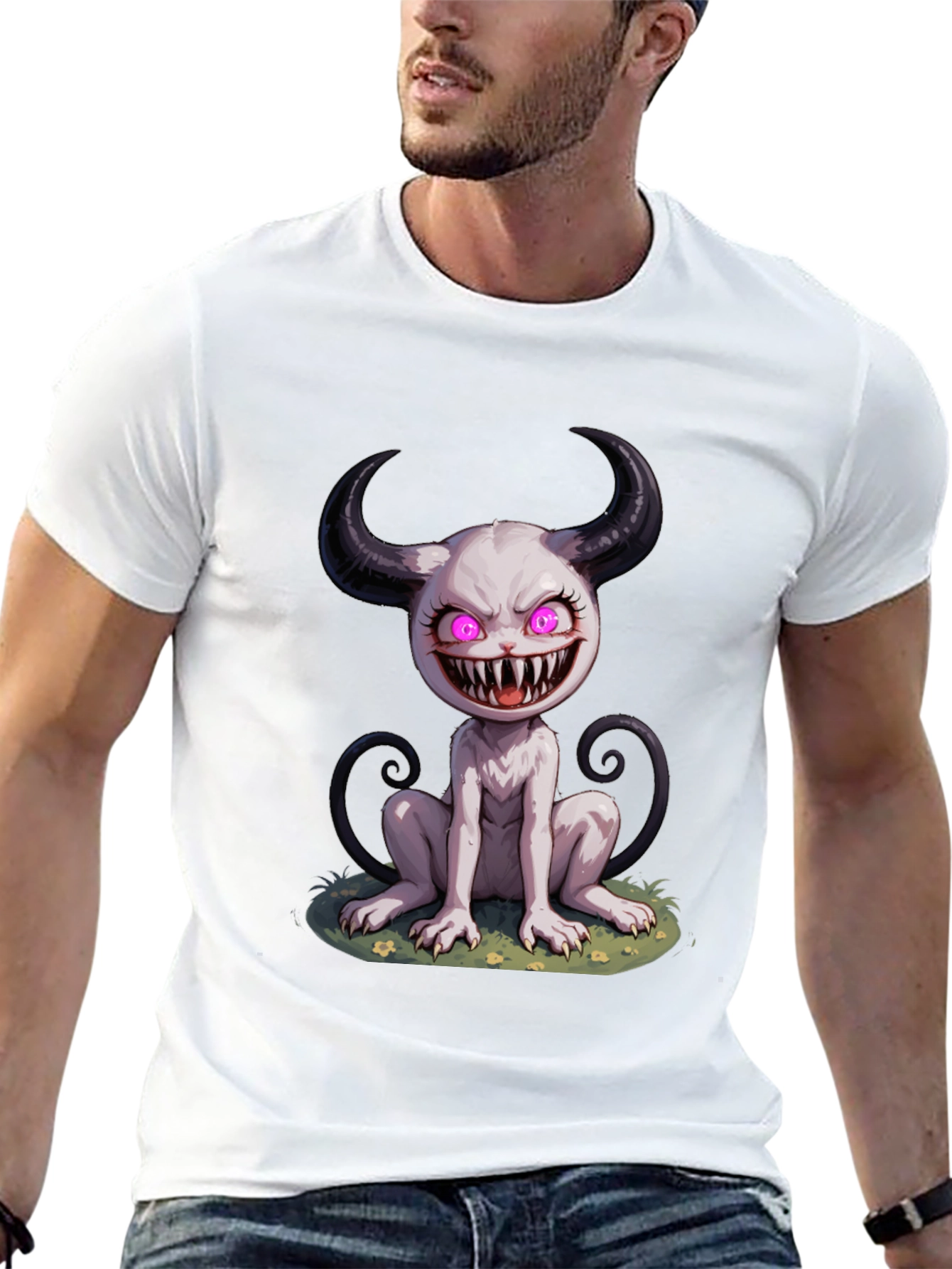 Creepy Cute Monster Graphic Tee - Black