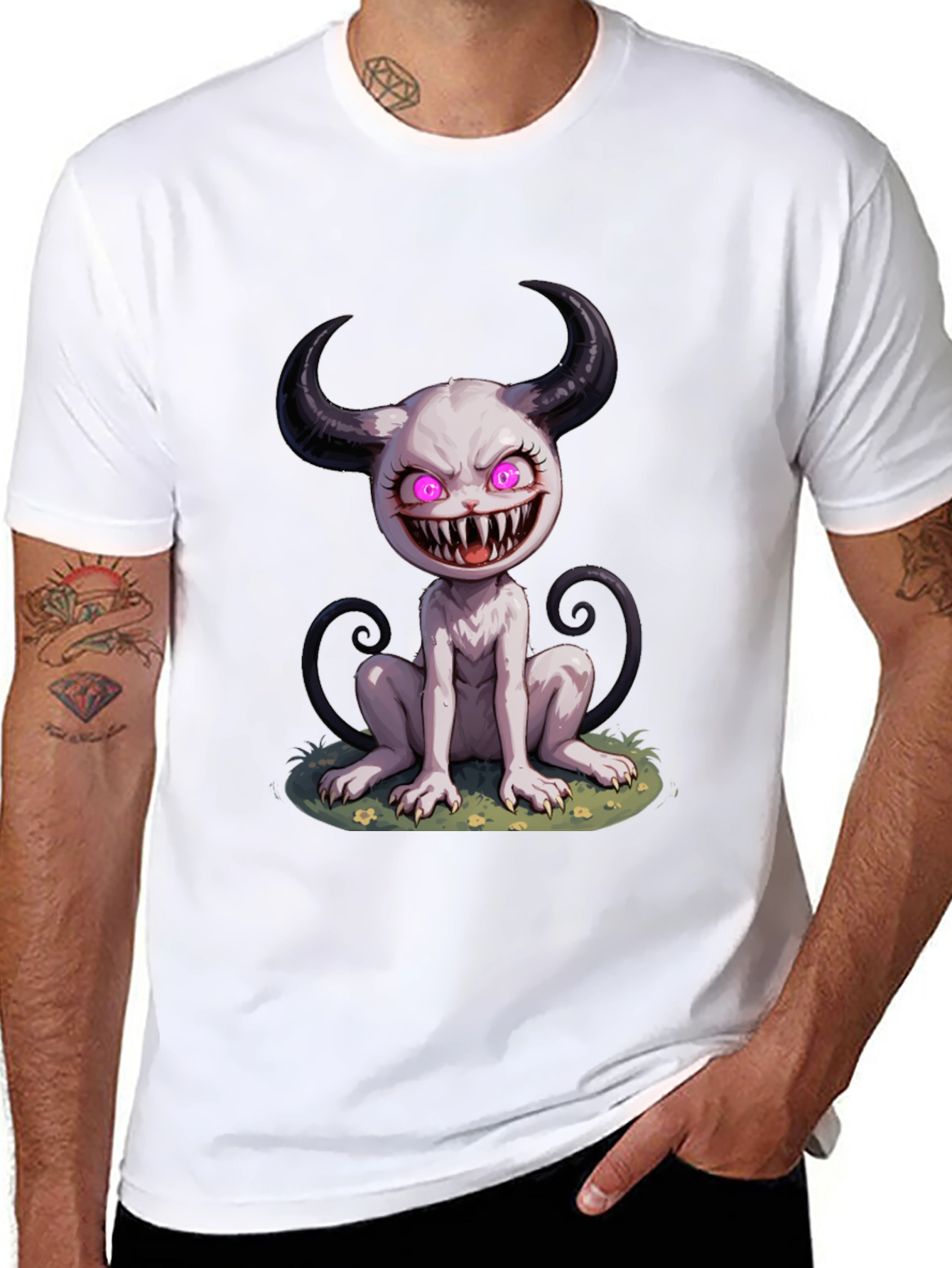 Creepy Cute Monster Graphic Tee - Black