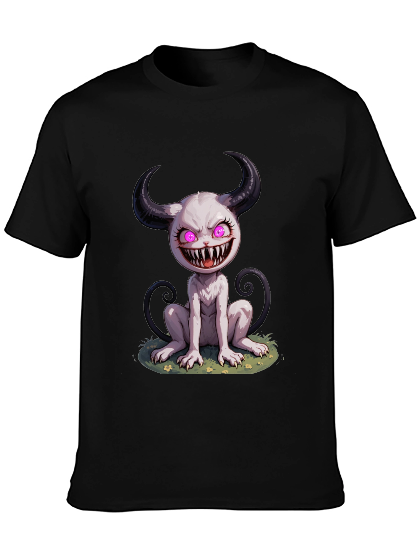 Creepy Cute Monster Graphic Tee - Black